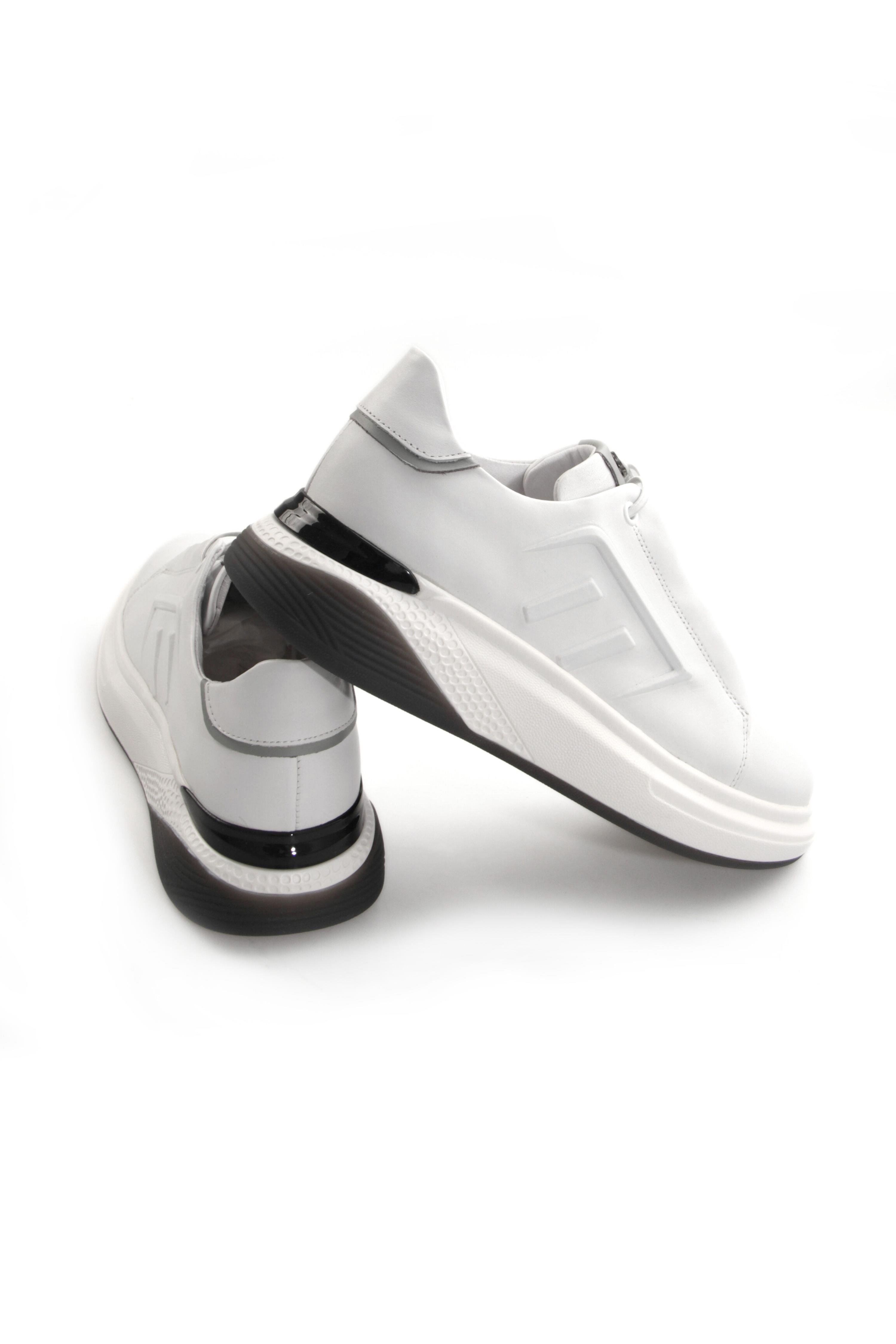 Tripy Hakiki Deri Erkek Bağcıklı Beyaz Sneaker Ayakkabı Gale