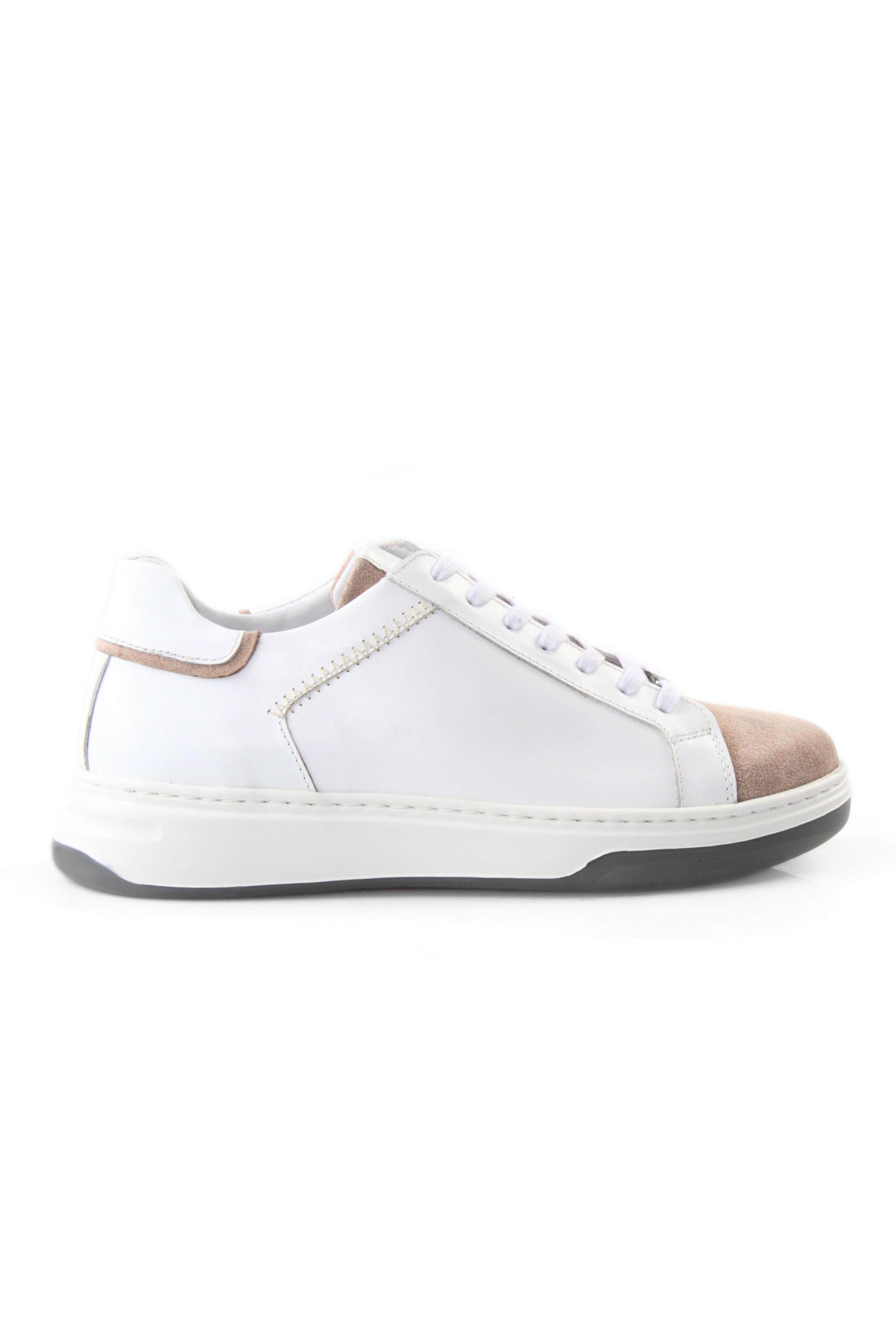 Tripy Hakiki Deri Erkek Bağcıklı Beyaz Kum Sneaker Oscar