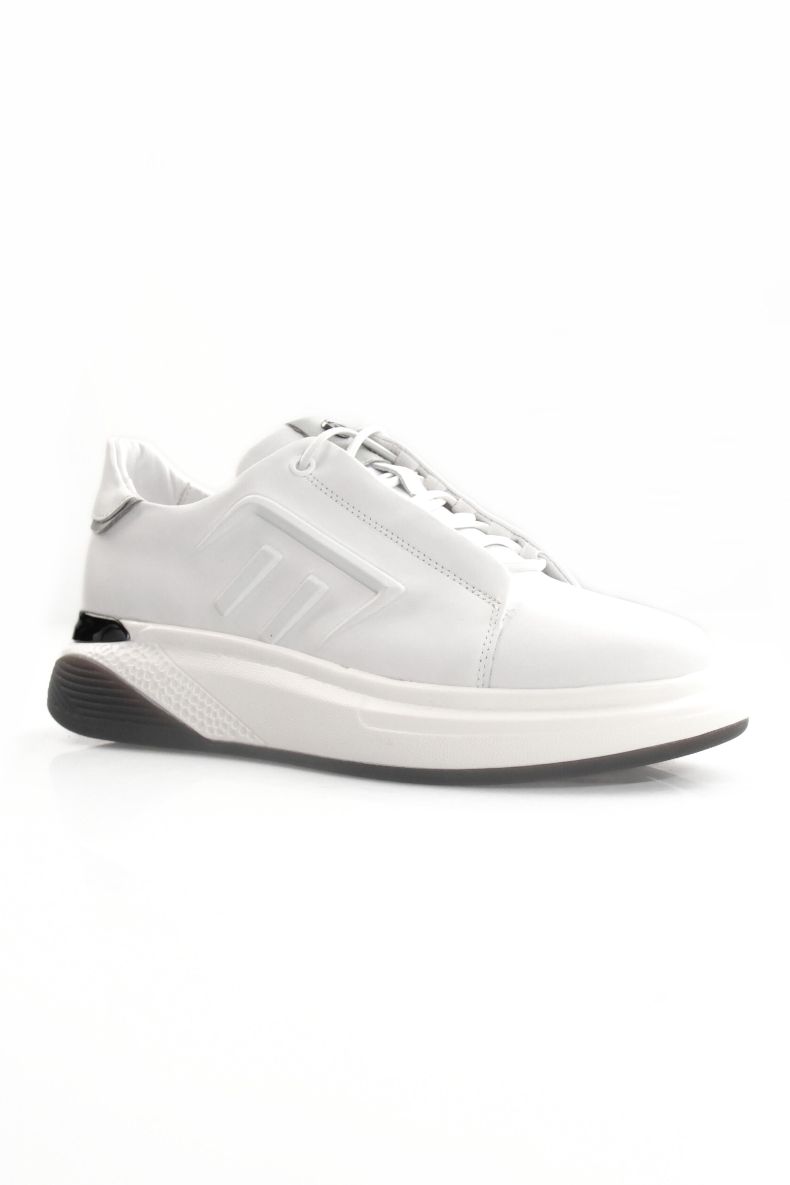 Tripy Hakiki Deri Erkek Bağcıklı Beyaz Sneaker Ayakkabı Gale