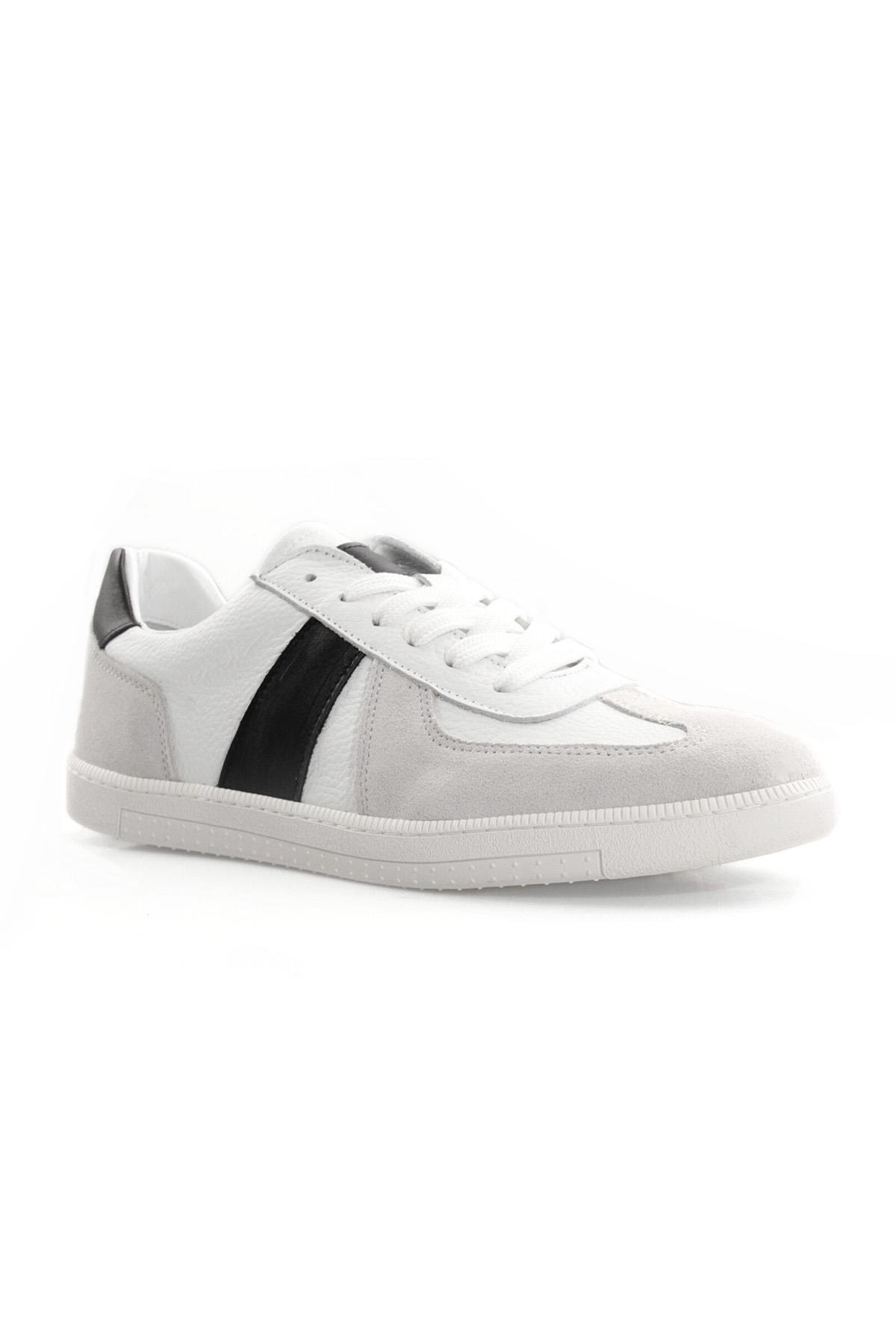Tripy Hakiki Deri Erkek Bağcıklı Beyaz Sneaker Ayakkabı Luther