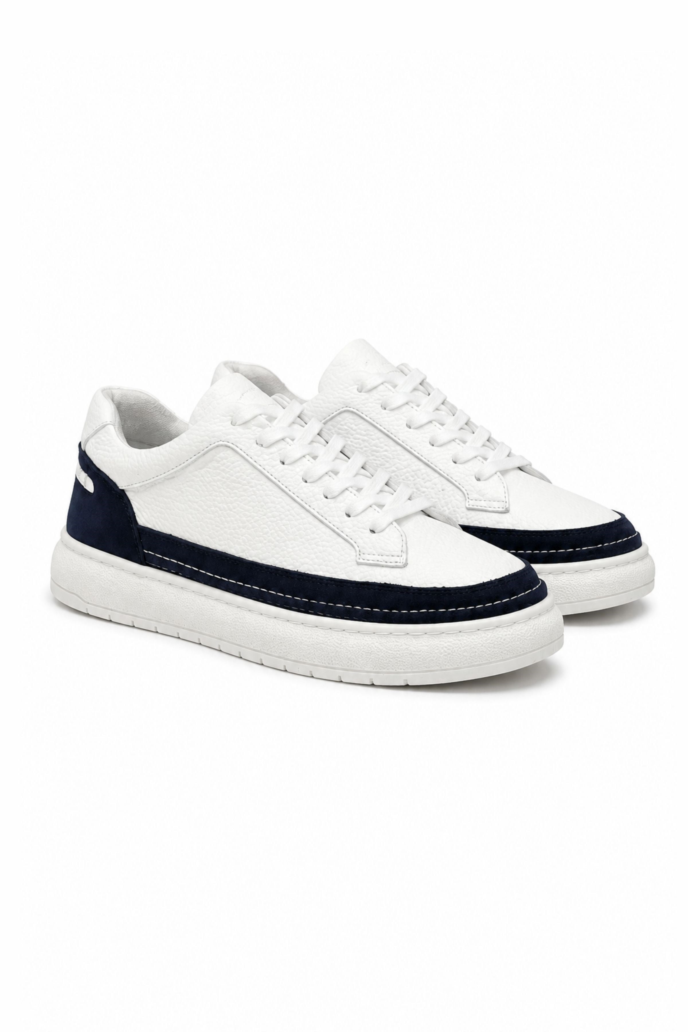 Tripy Hakiki Deri Erkek Bağcıklı  Beyaz Sneaker Ayakkabı Vance