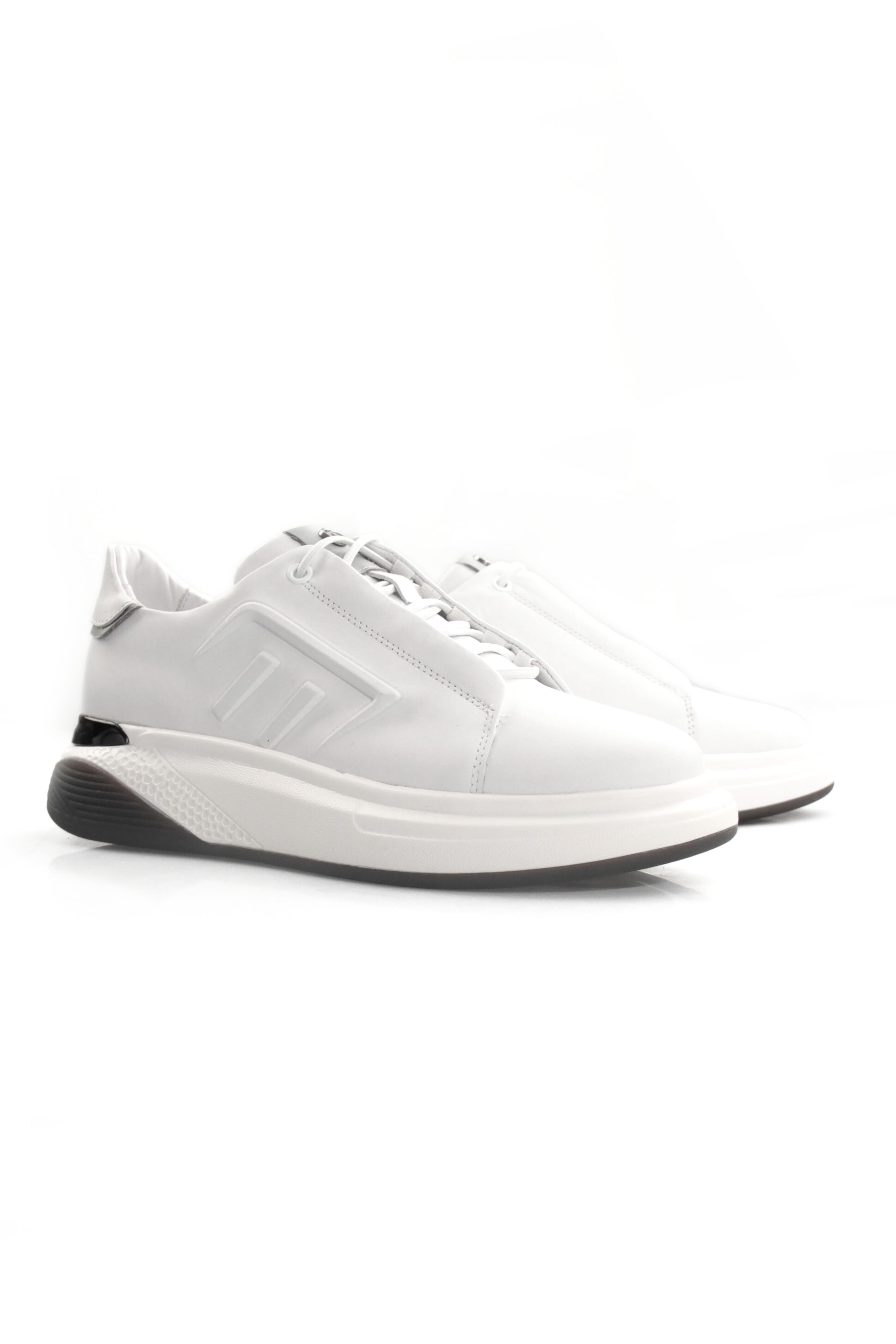 Tripy Hakiki Deri Erkek Bağcıklı Beyaz Sneaker Ayakkabı Gale