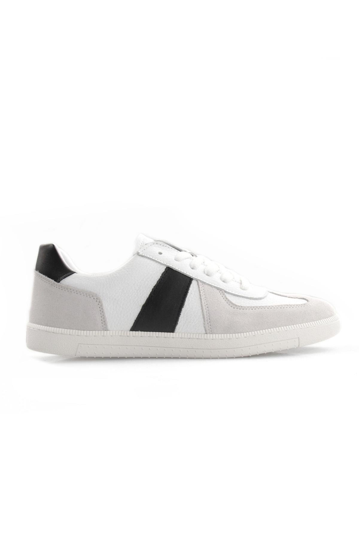 Tripy Hakiki Deri Erkek Bağcıklı Beyaz Sneaker Ayakkabı Luther