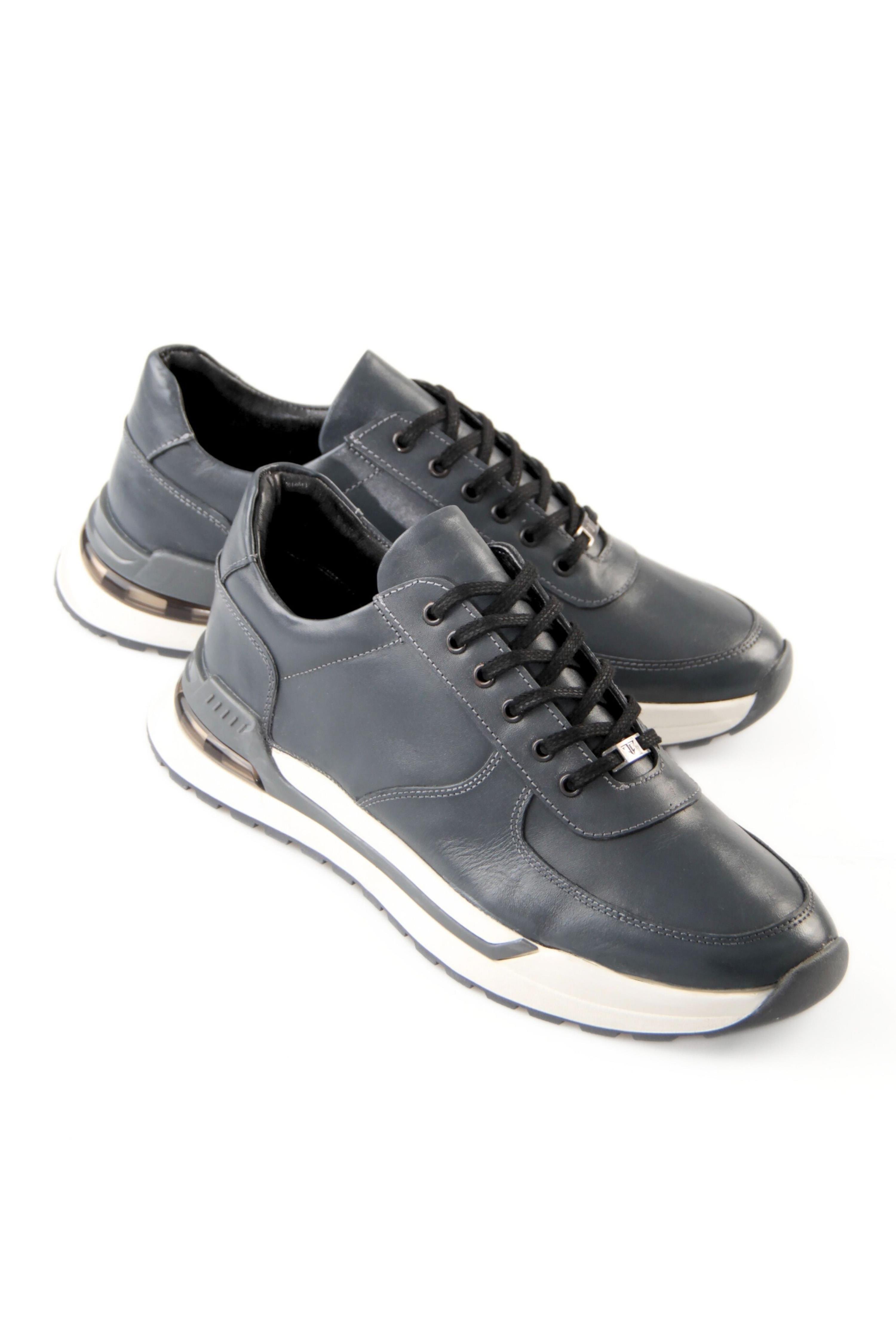 Tripy Hakiki Deri Erkek Bağcıklı Füme Sneaker Dean