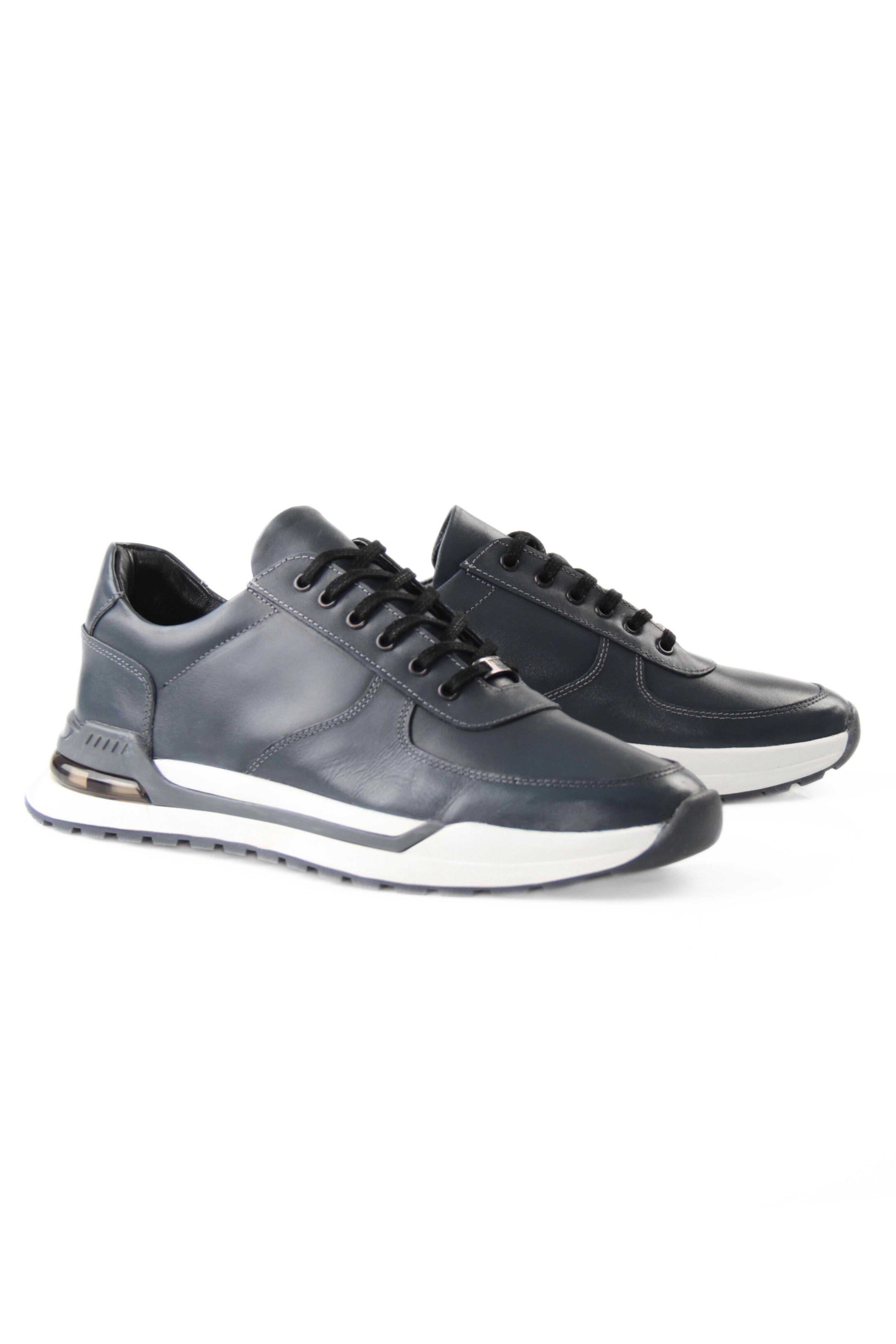 Tripy Hakiki Deri Erkek Bağcıklı Füme Sneaker Dean