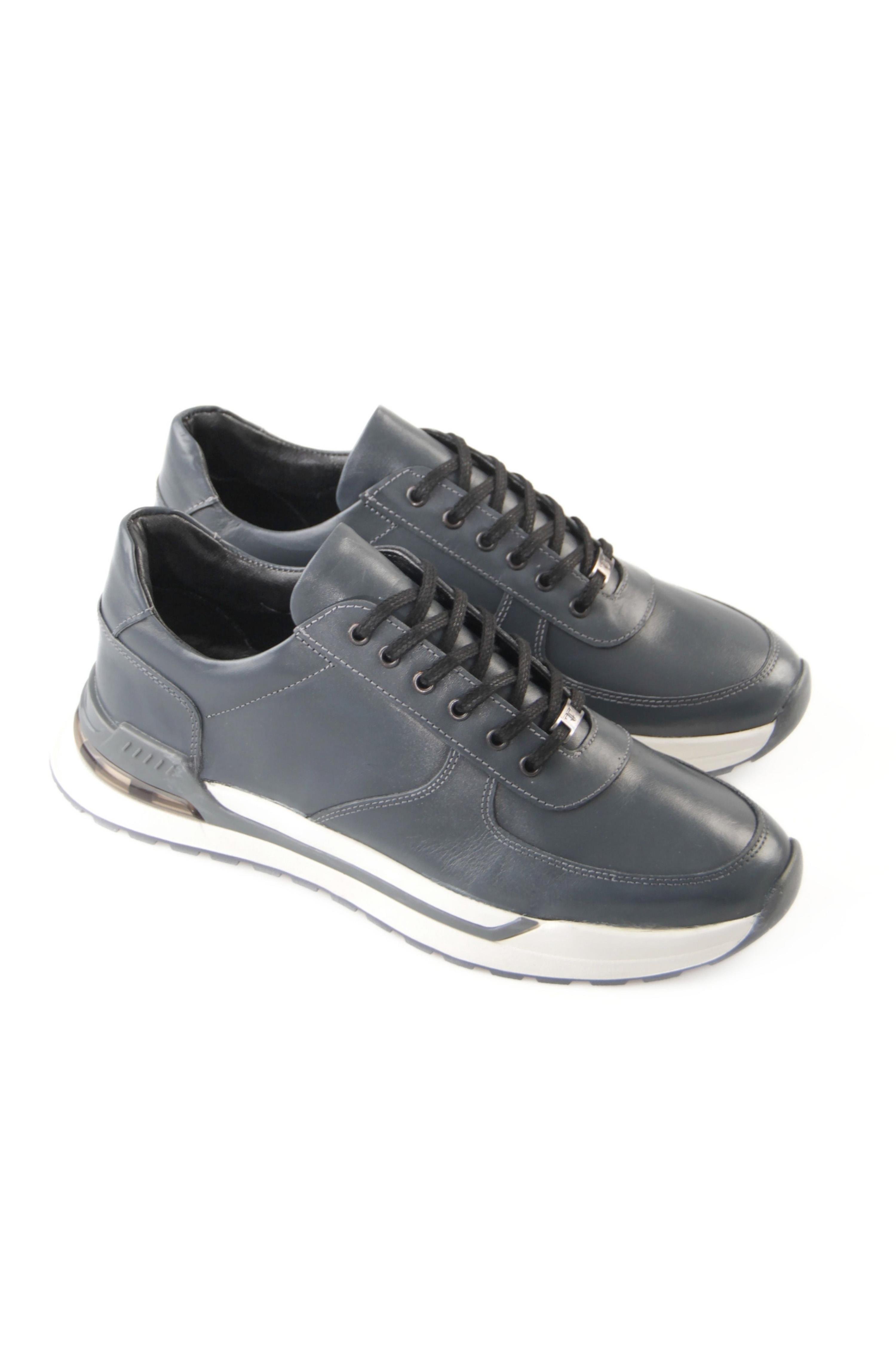 Tripy Hakiki Deri Erkek Bağcıklı Füme Sneaker Dean