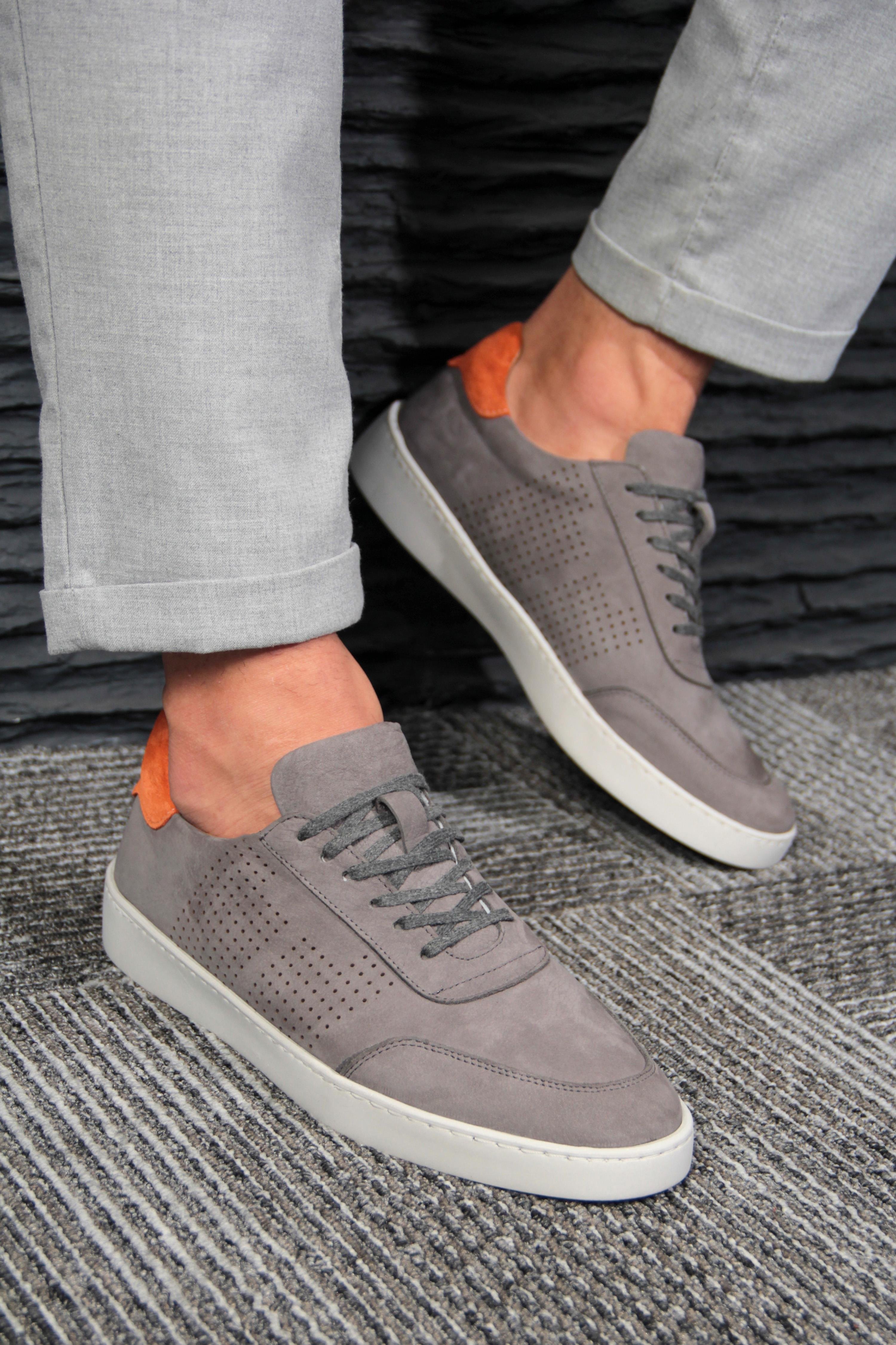 Tripy Hakiki Deri Erkek Bağcıklı Gri Sneaker Ayakkabı Arira