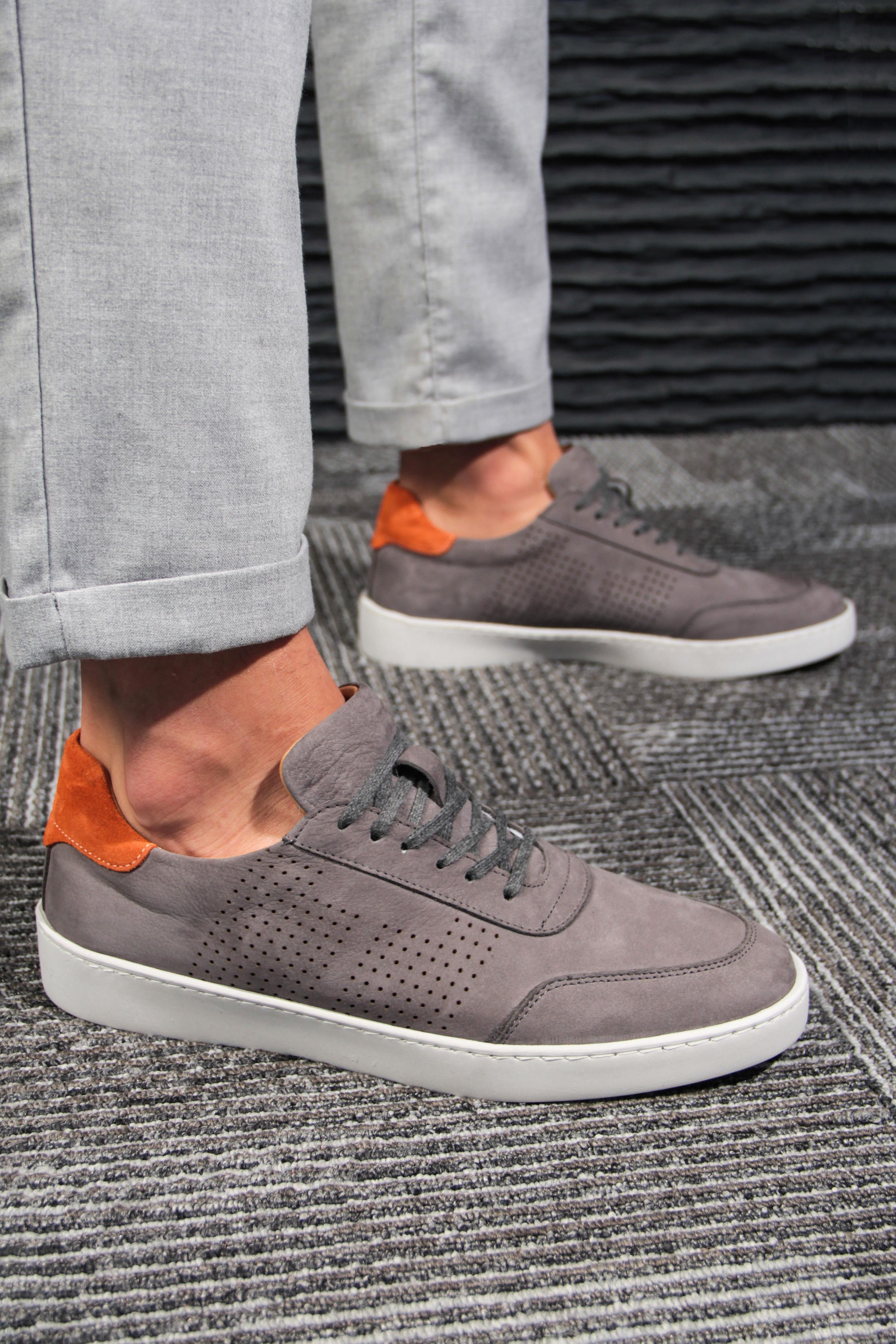 Tripy Hakiki Deri Erkek Bağcıklı Gri Sneaker Ayakkabı Arira
