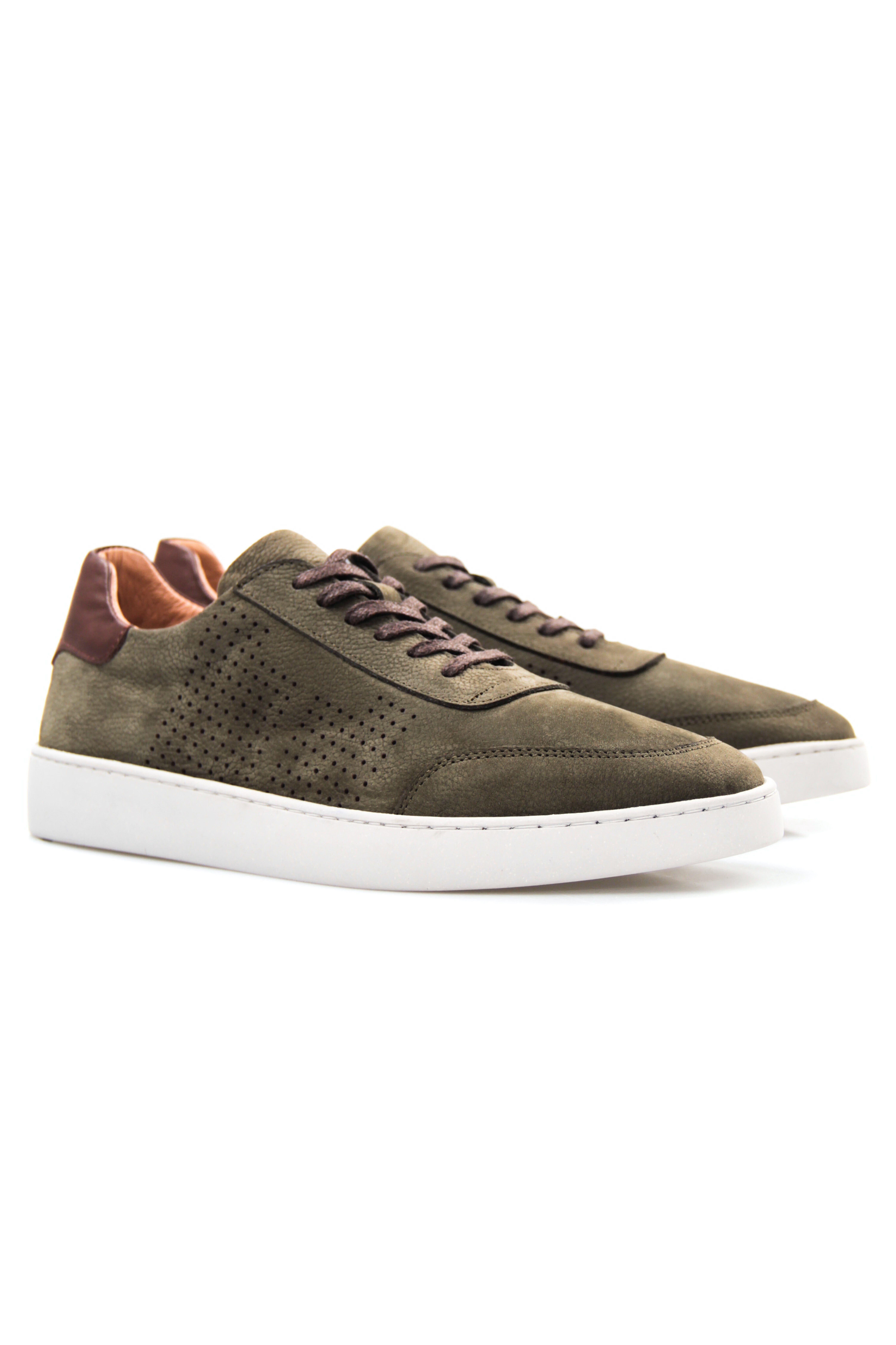 Tripy Hakiki Deri Erkek Bağcıklı Haki Sneaker Ayakkabı Arira