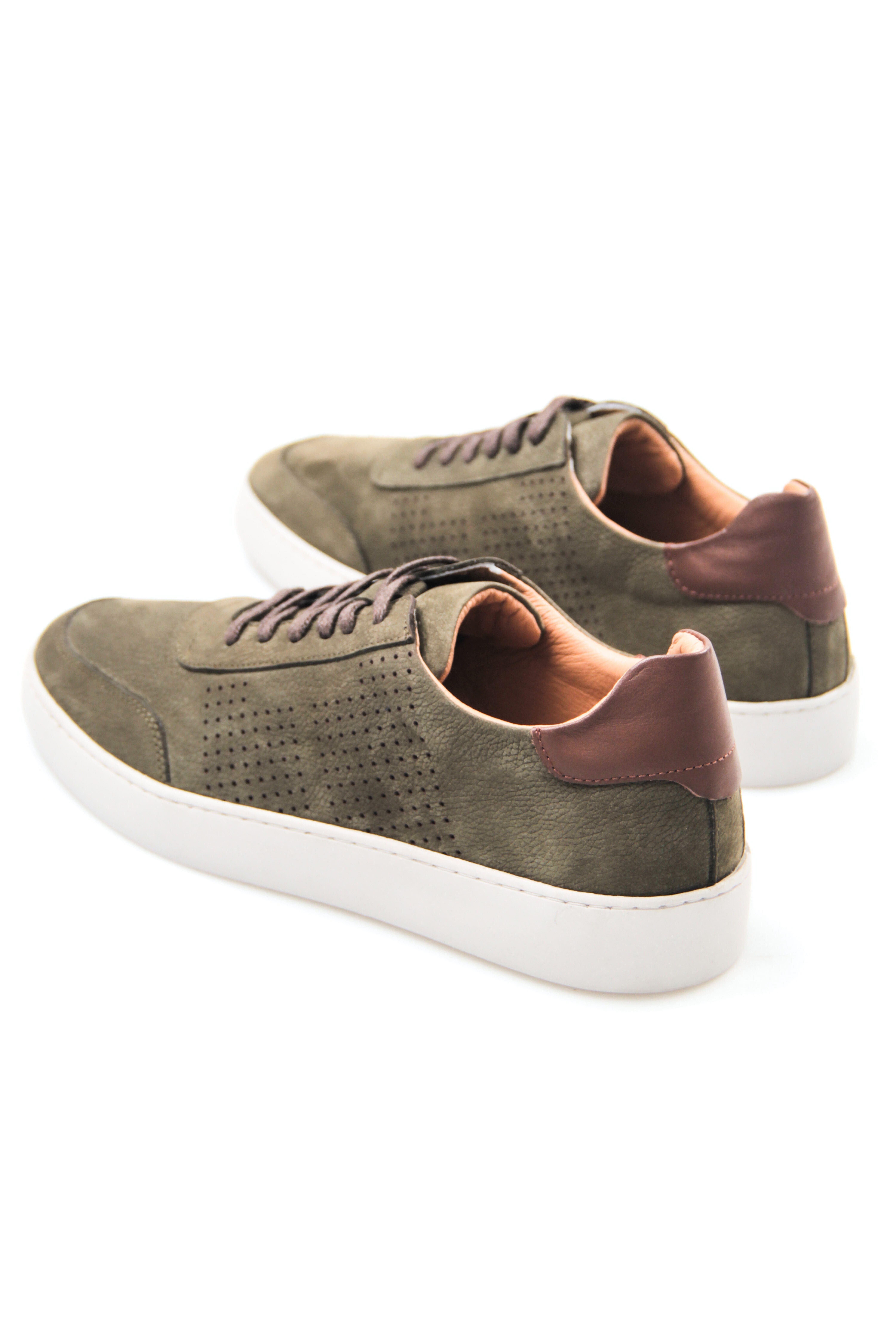 Tripy Hakiki Deri Erkek Bağcıklı Haki Sneaker Ayakkabı Arira