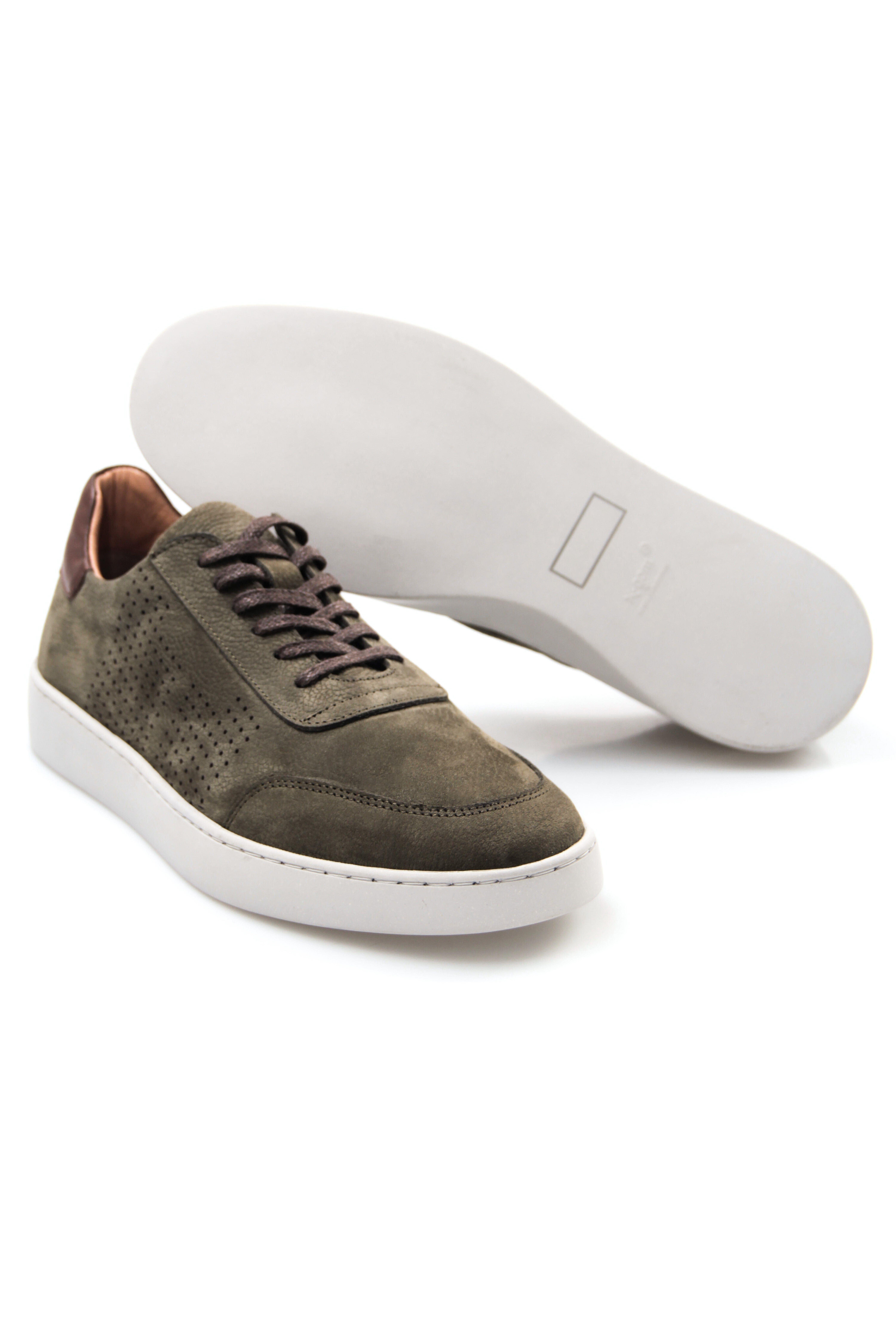 Tripy Hakiki Deri Erkek Bağcıklı Haki Sneaker Ayakkabı Arira