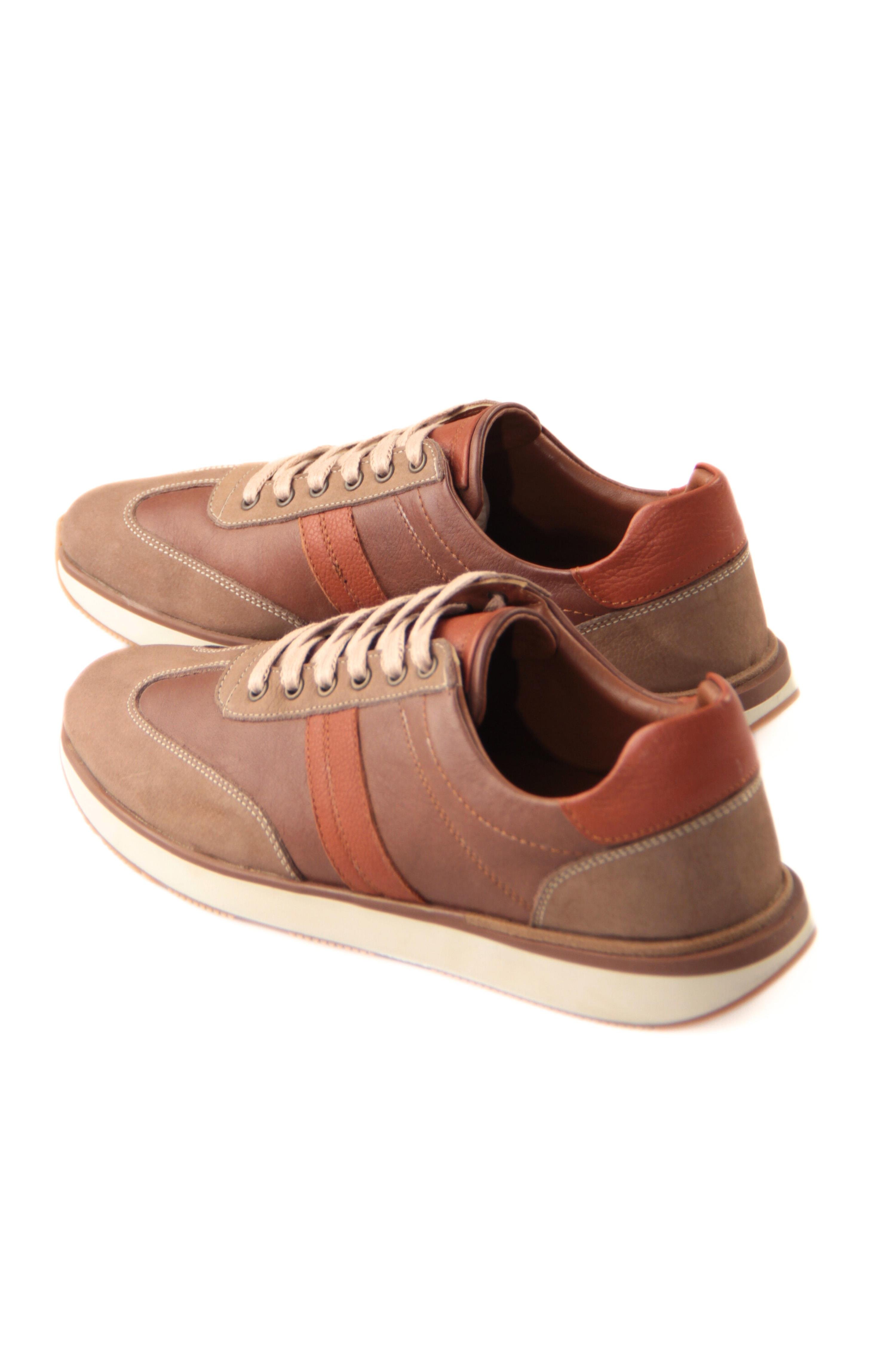 Tripy Hakiki Deri Erkek Bağcıklı Kahverengi Sneaker Luke