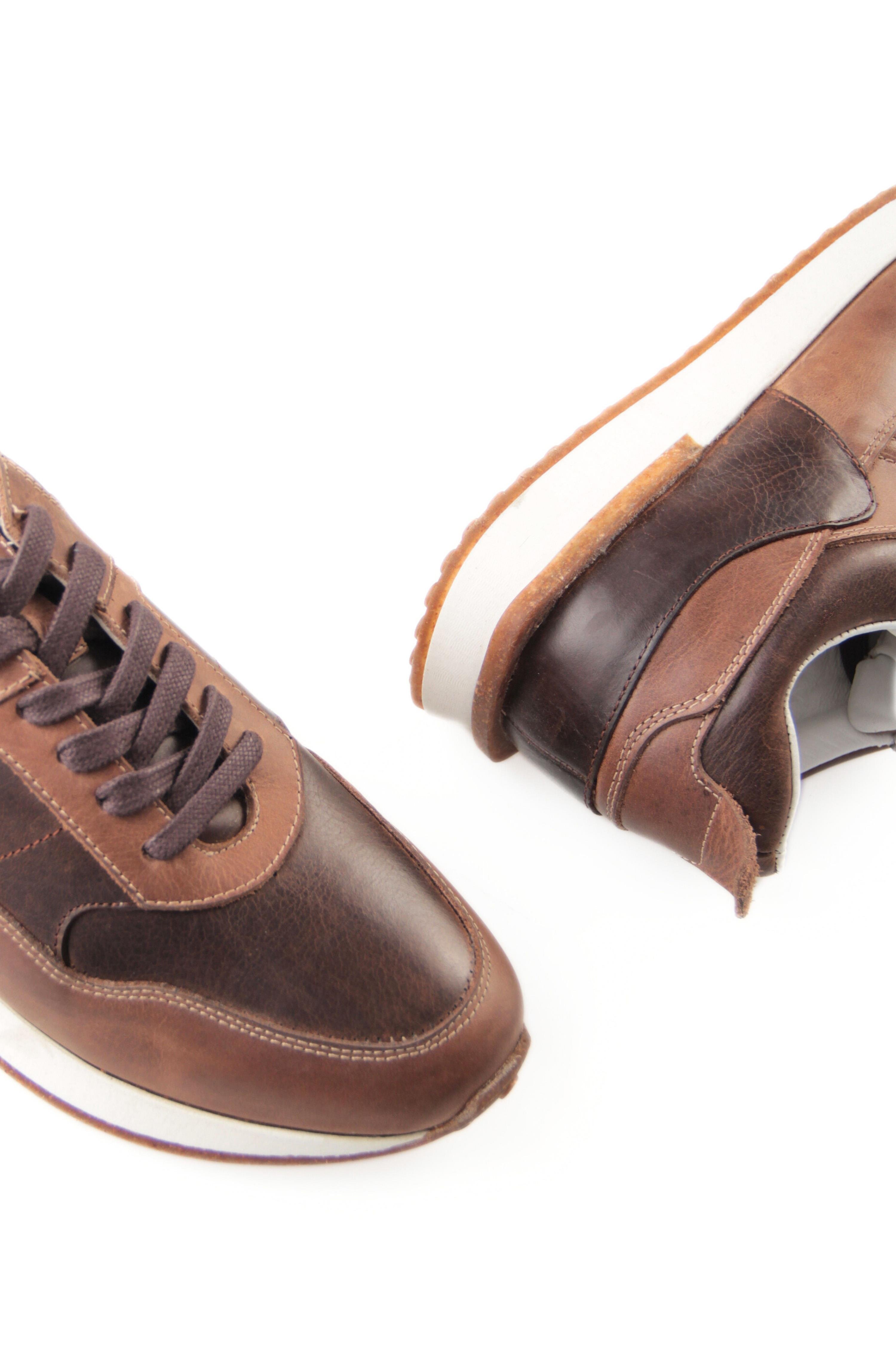 Tripy Hakiki Deri Erkek Bağcıklı Kahverengi Sneaker Drew