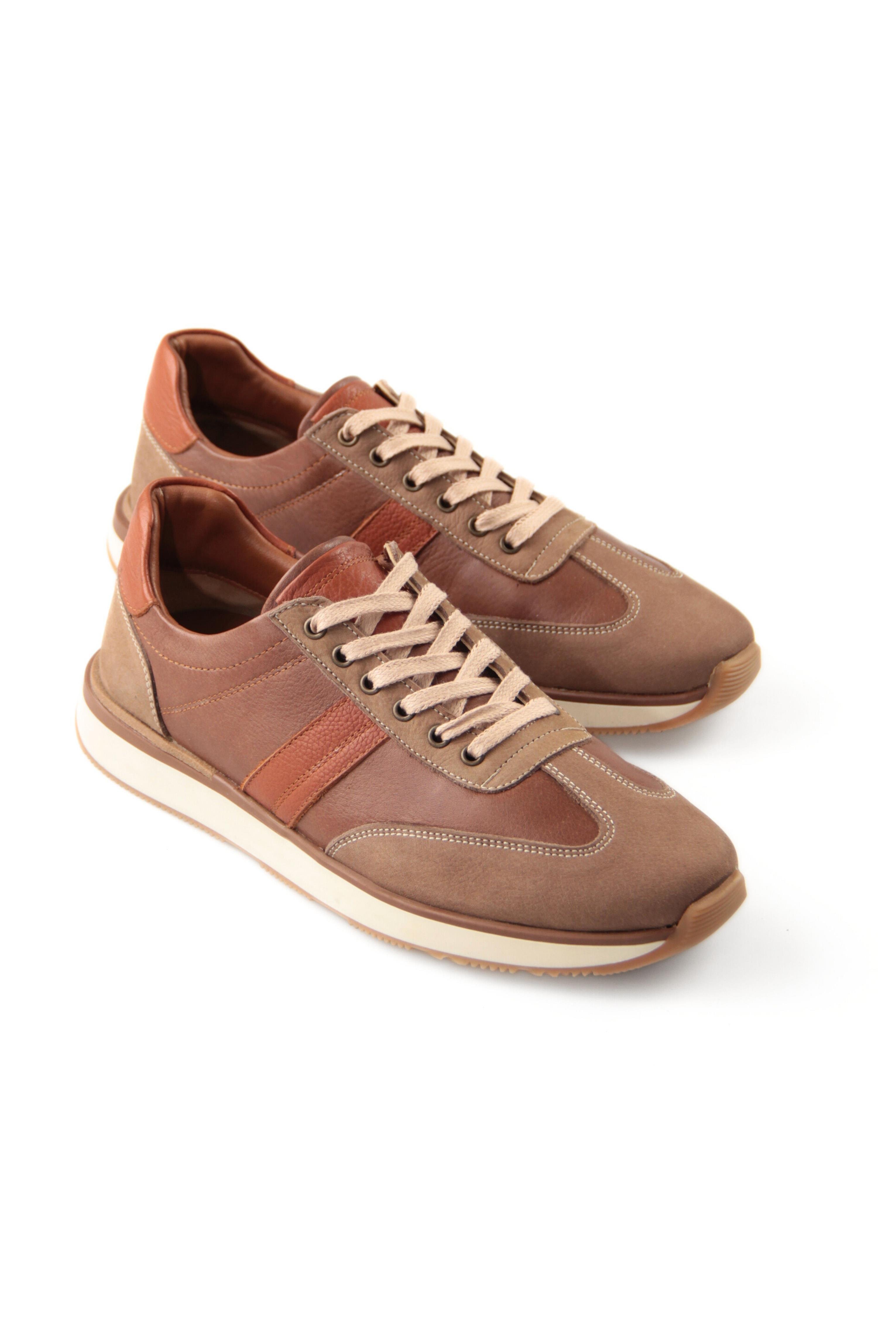 Tripy Hakiki Deri Erkek Bağcıklı Kahverengi Sneaker Luke