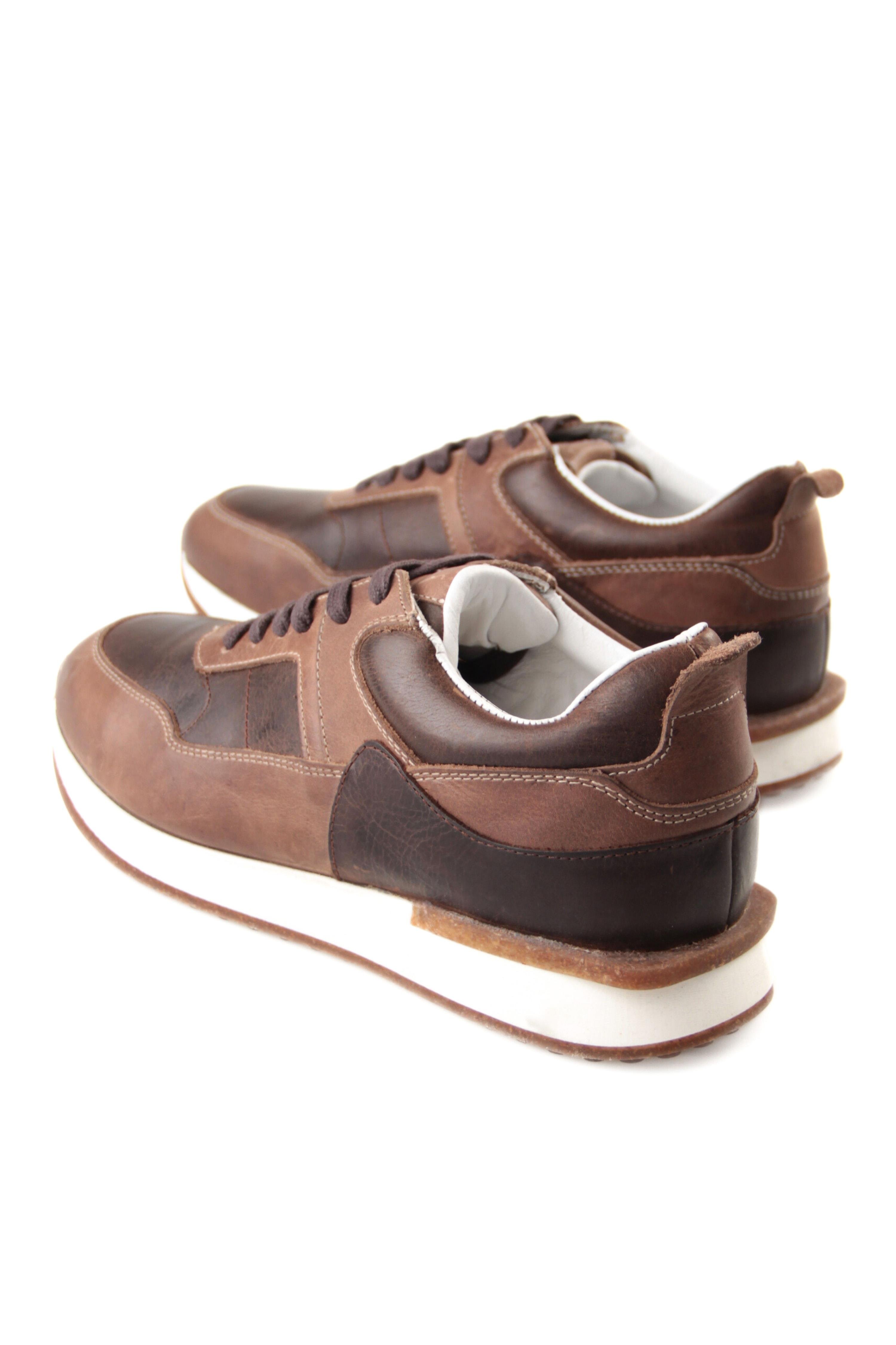 Tripy Hakiki Deri Erkek Bağcıklı Kahverengi Sneaker Drew
