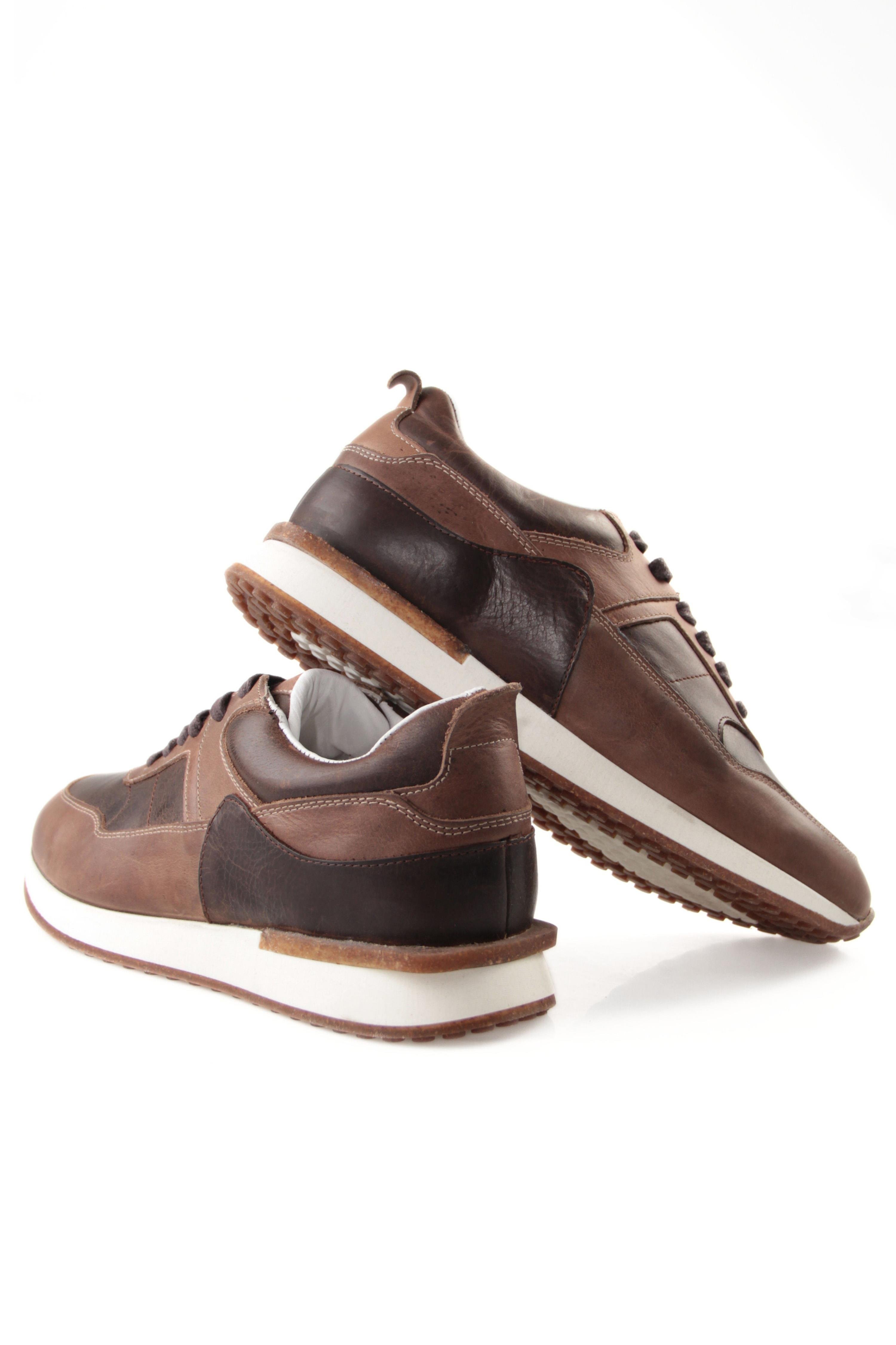 Tripy Hakiki Deri Erkek Bağcıklı Kahverengi Sneaker Drew