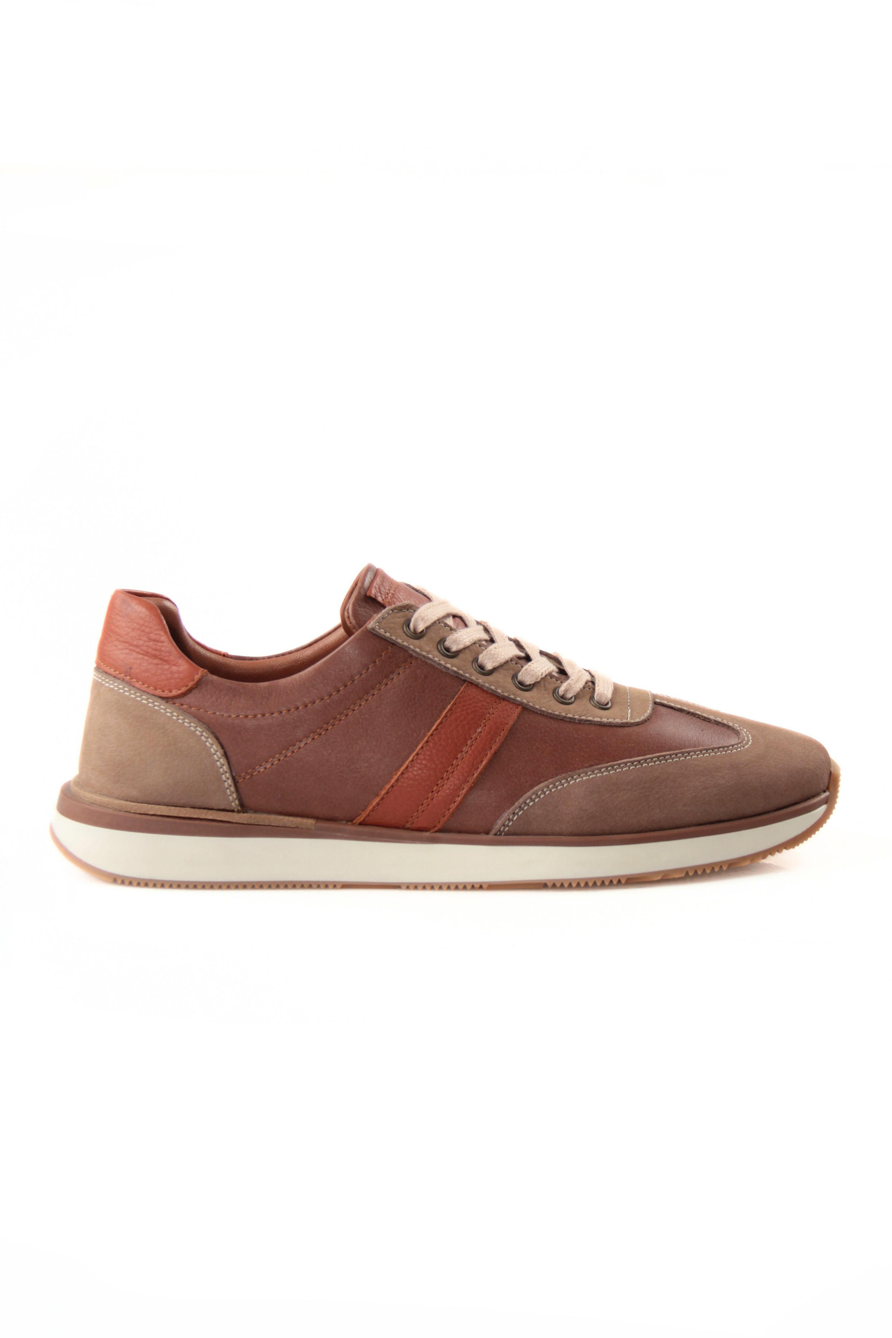 Tripy Hakiki Deri Erkek Bağcıklı Kahverengi Sneaker Luke
