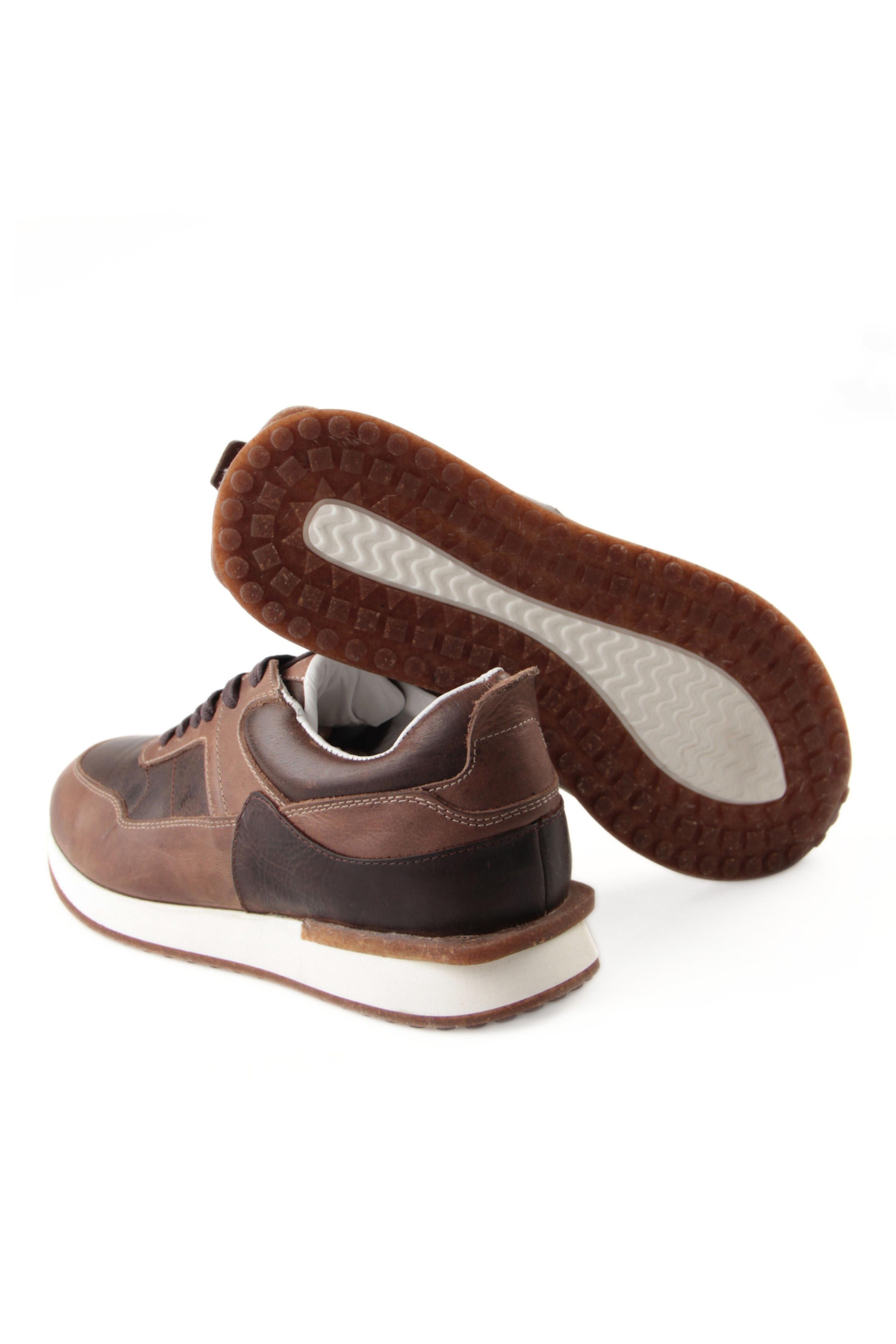 Tripy Hakiki Deri Erkek Bağcıklı Kahverengi Sneaker Drew