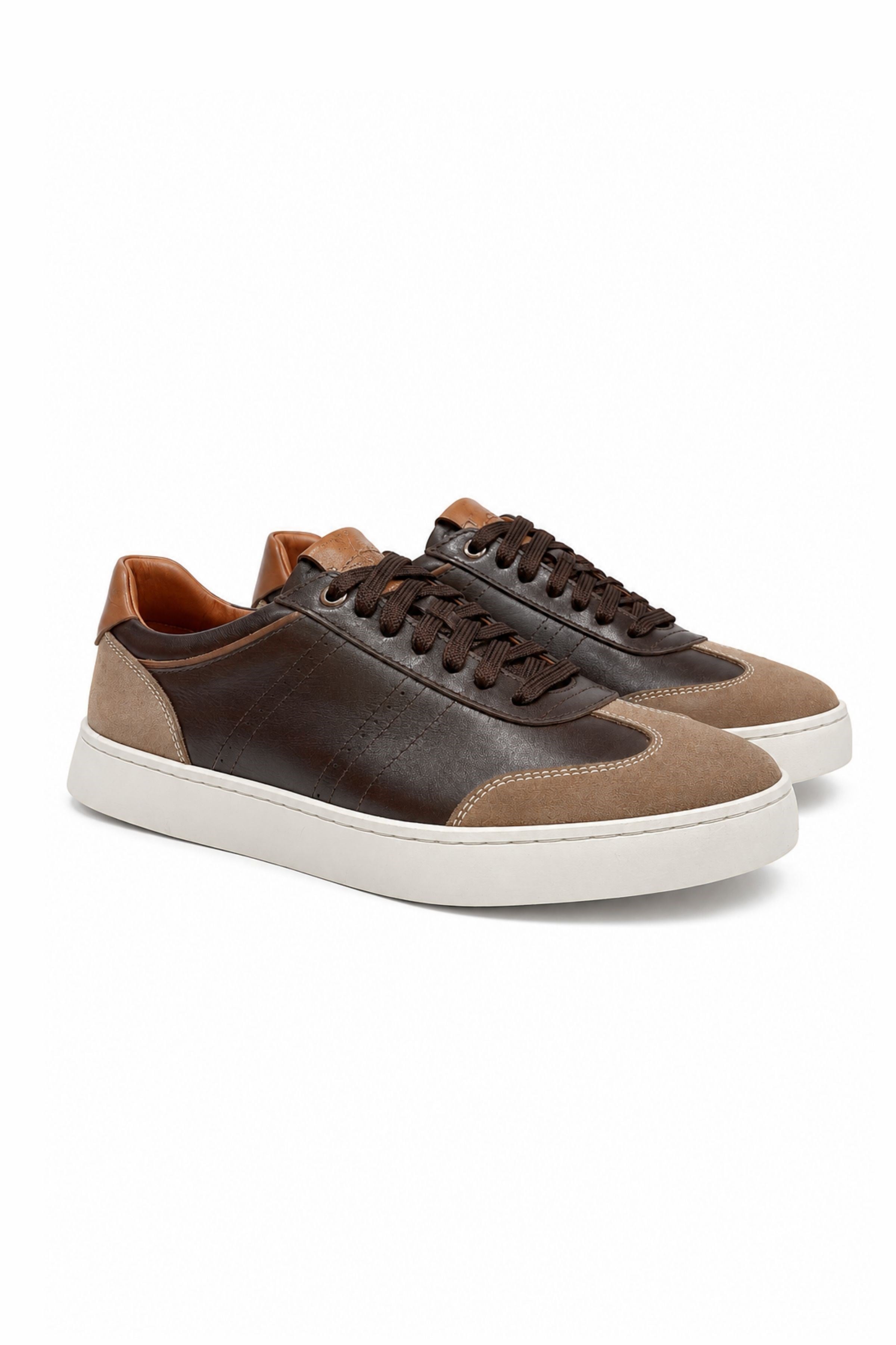Tripy Hakiki Deri Erkek Bağcıklı Kahve Sneaker Ayakkabı Stew