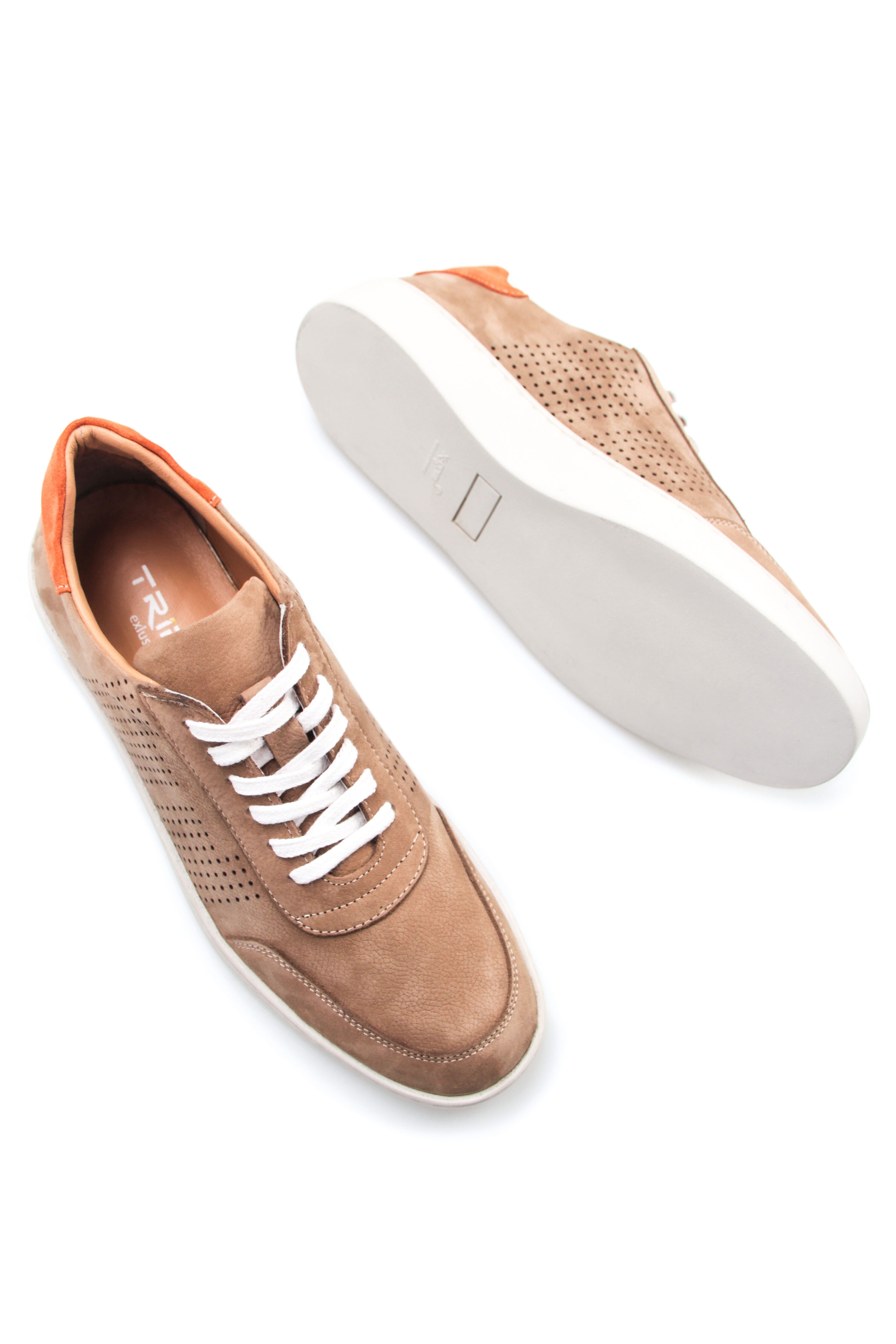 Tripy Hakiki Deri Erkek Bağcıklı Kum Sneaker Ayakkabı Arira