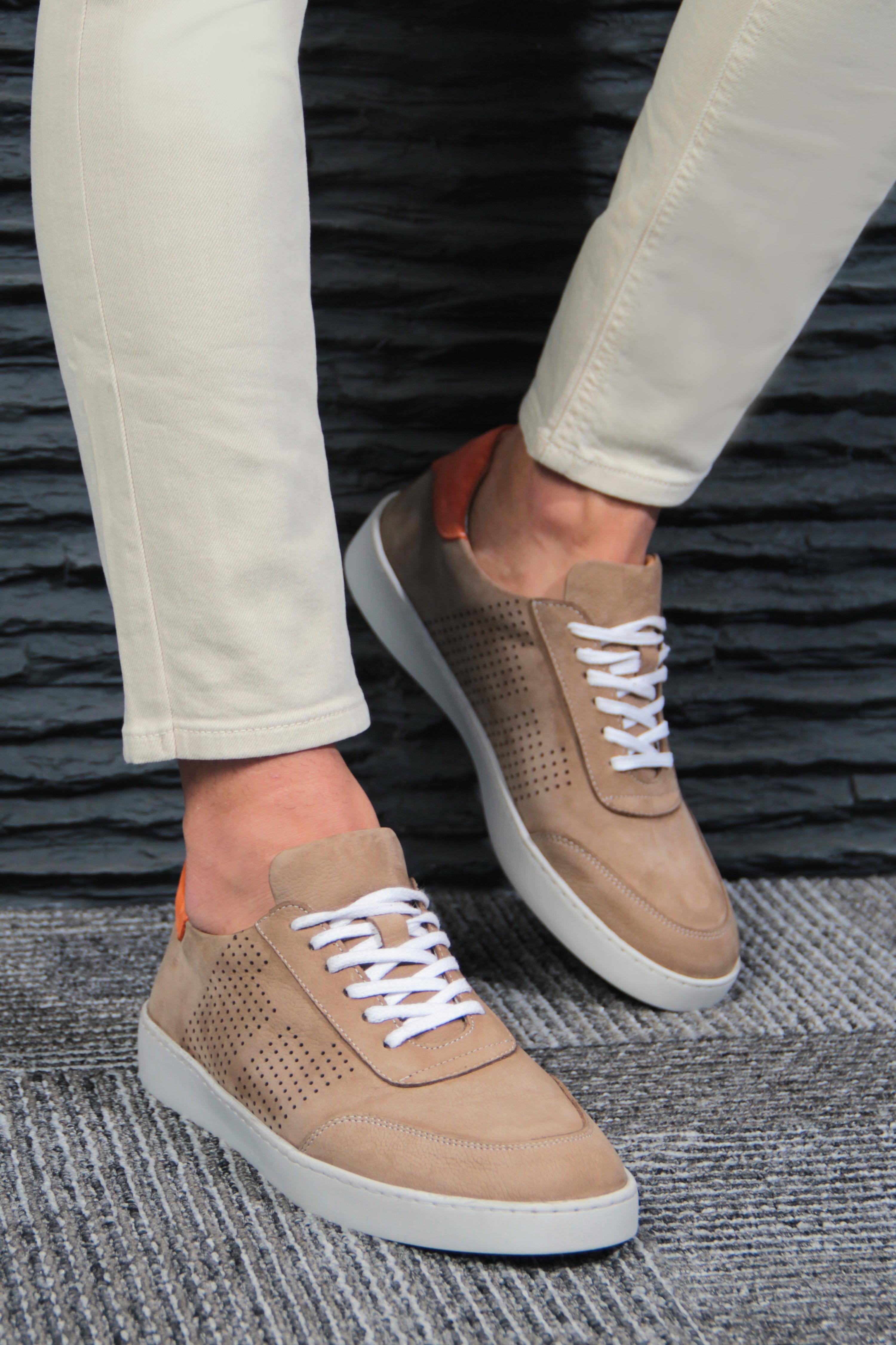 Tripy Hakiki Deri Erkek Bağcıklı Kum Sneaker Ayakkabı Arira