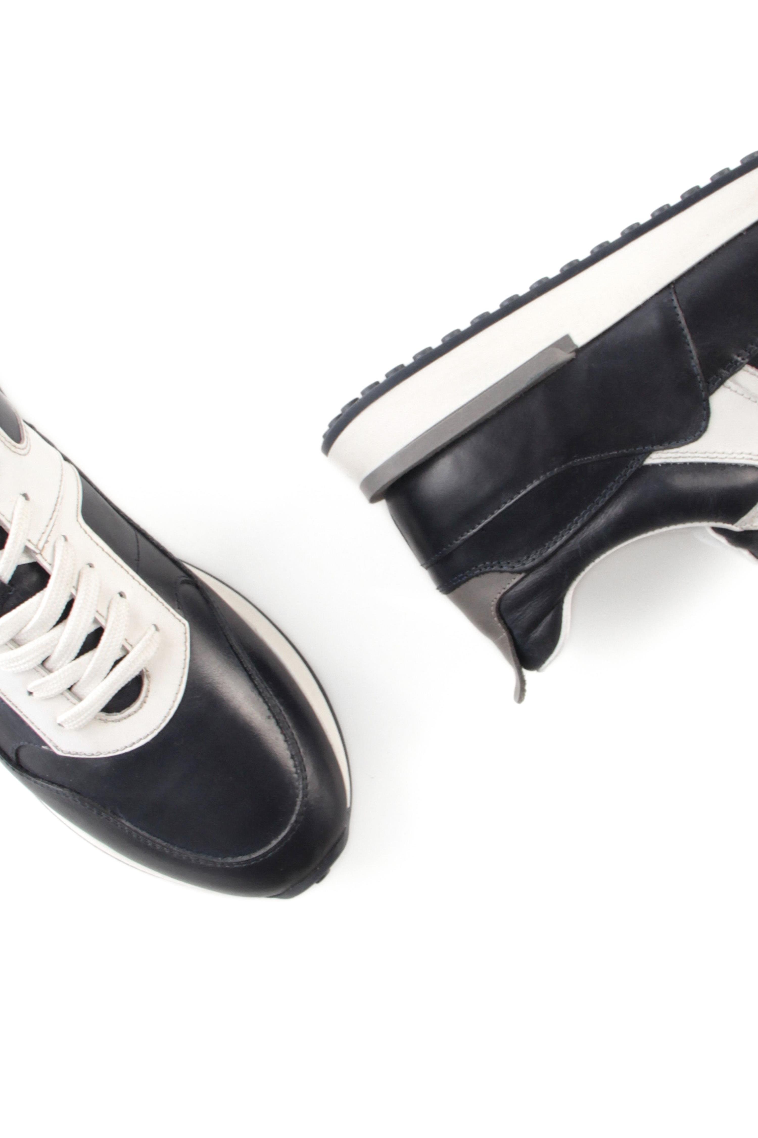 Tripy Hakiki Deri Erkek Bağcıklı Lacivert Sneaker Drew