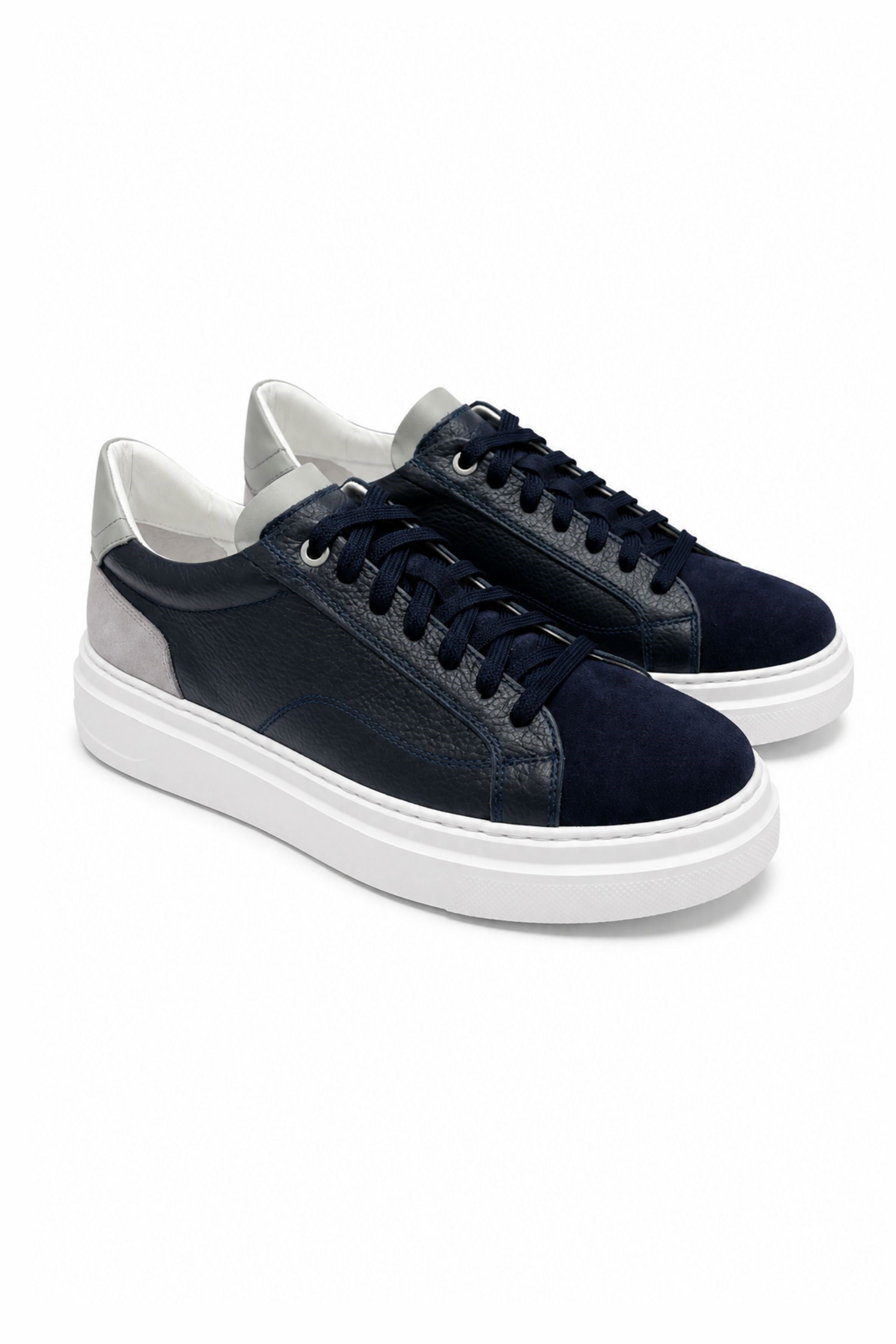 Tripy Hakiki Deri Erkek Bağcıklı Lacivert Sneaker Ayakkabı Willy