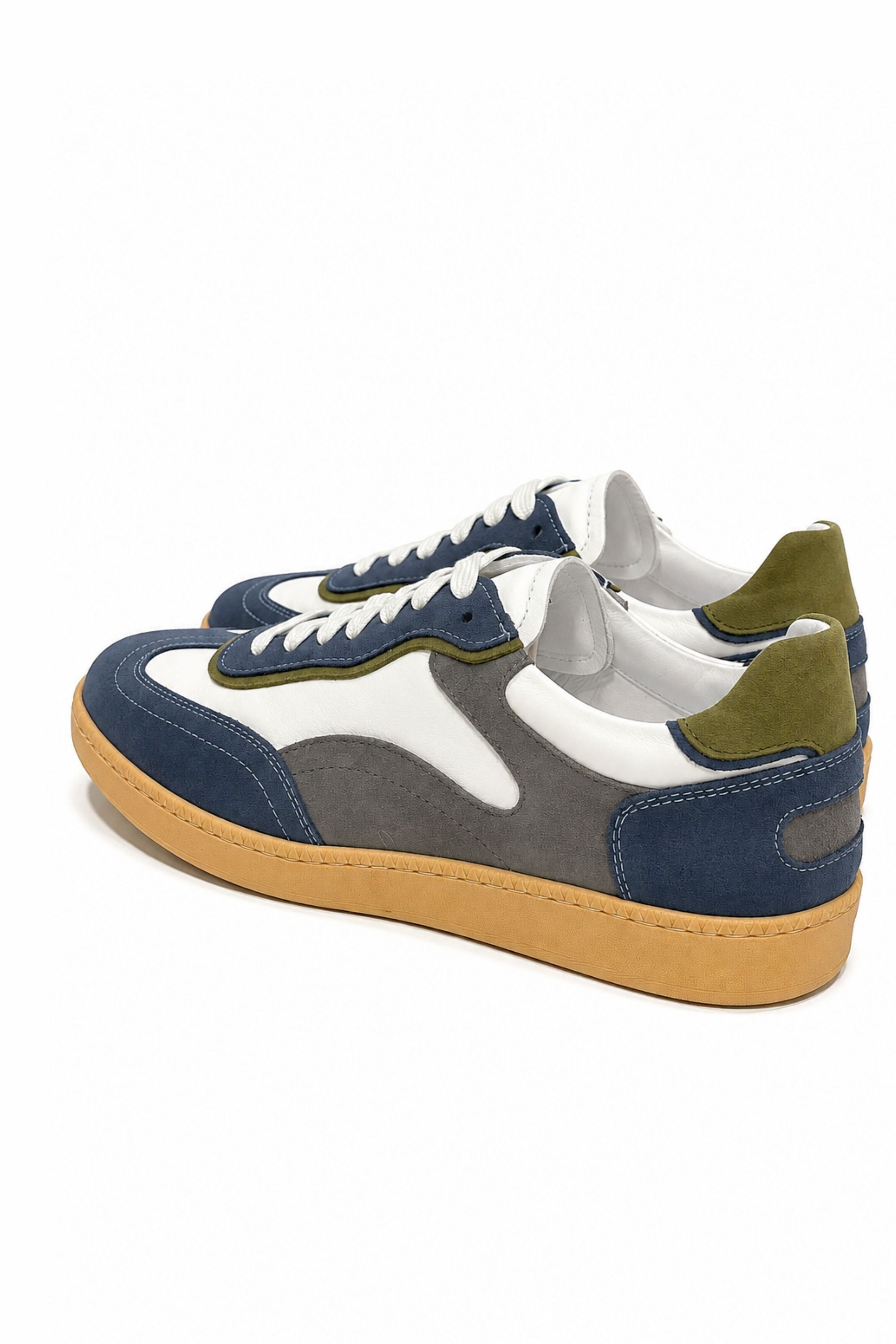 Tripy Hakiki Deri Erkek Bağcıklı Mavi Gri Sneaker Ayakkabı Tylor