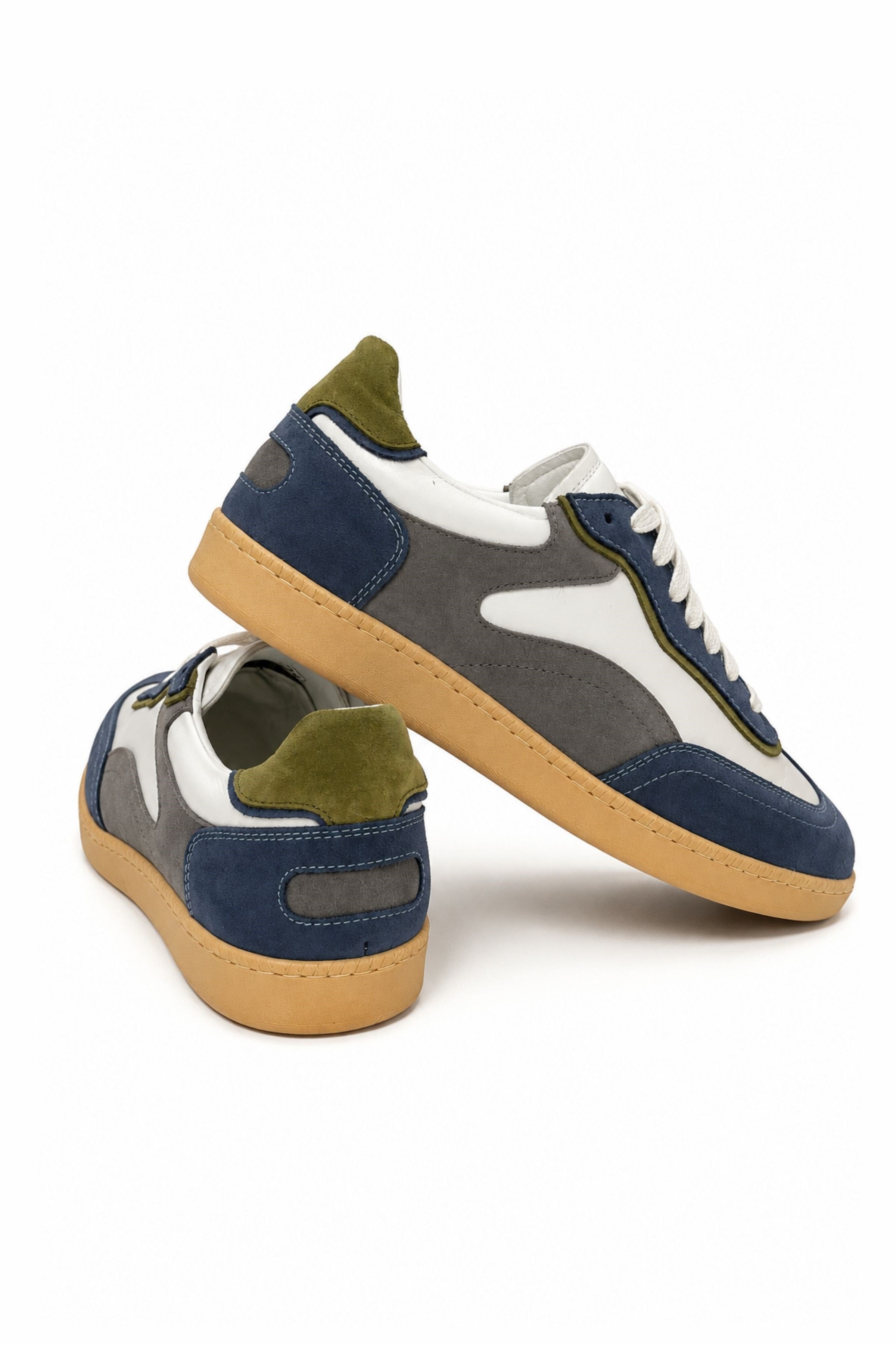 Tripy Hakiki Deri Erkek Bağcıklı Mavi Gri Sneaker Ayakkabı Tylor