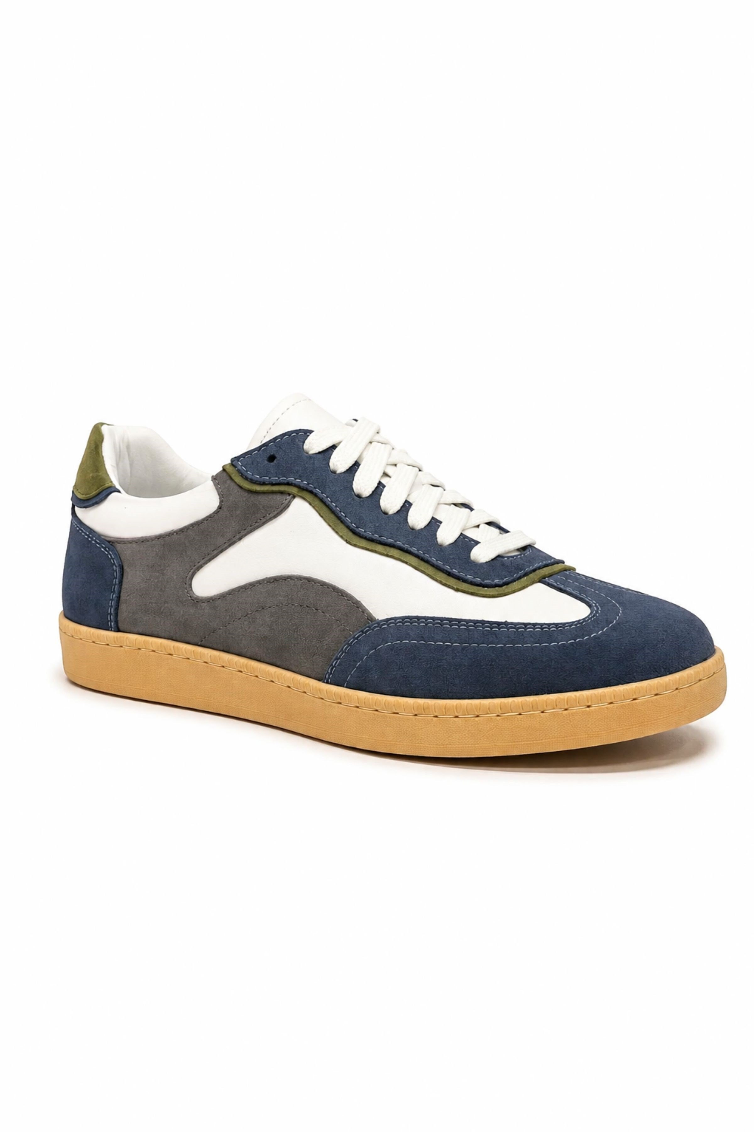 Tripy Hakiki Deri Erkek Bağcıklı Mavi Gri Sneaker Ayakkabı Tylor
