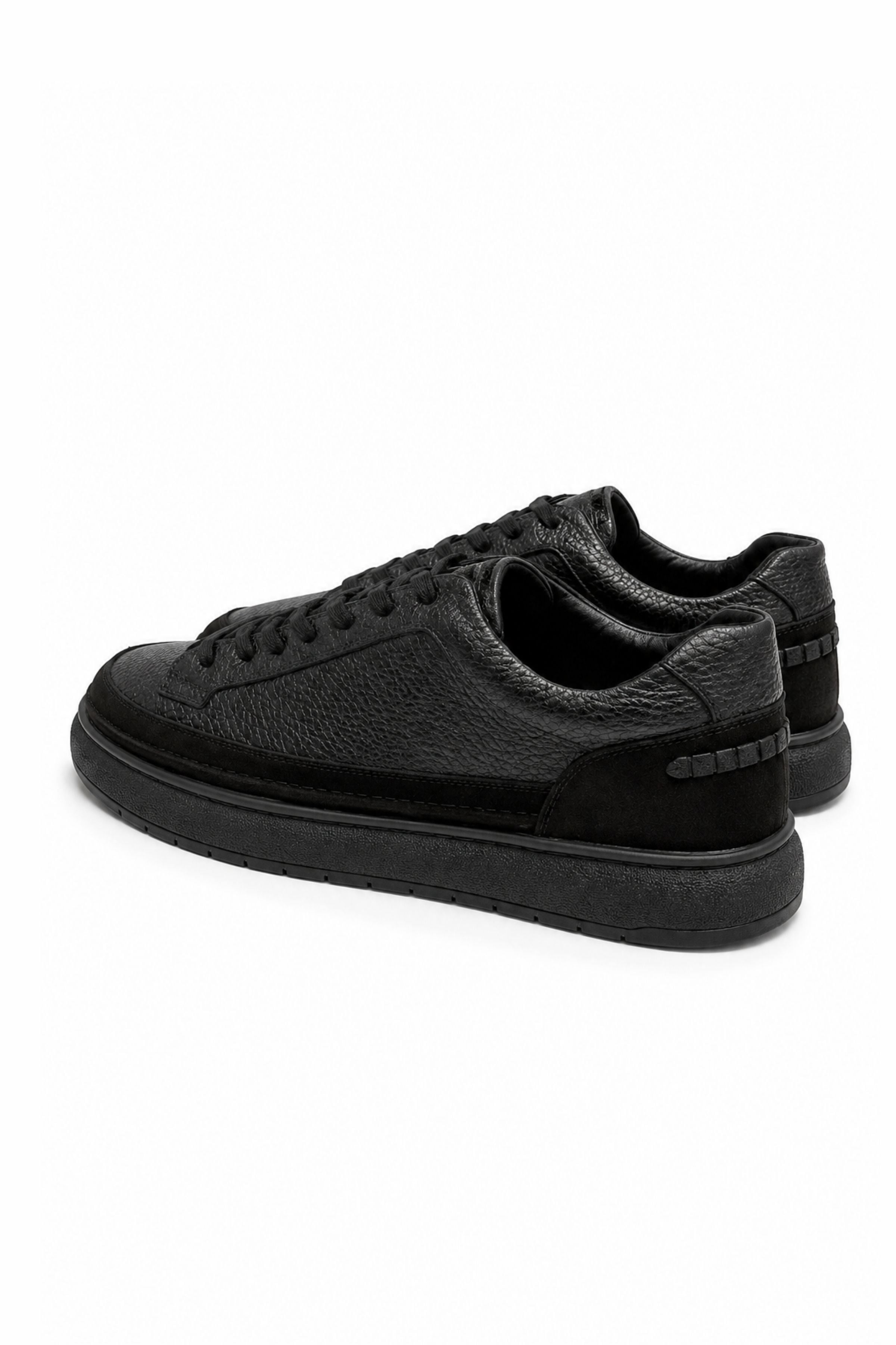 Tripy Hakiki Deri Erkek Bağcıklı Siyah Sneaker Ayakkabı Vance