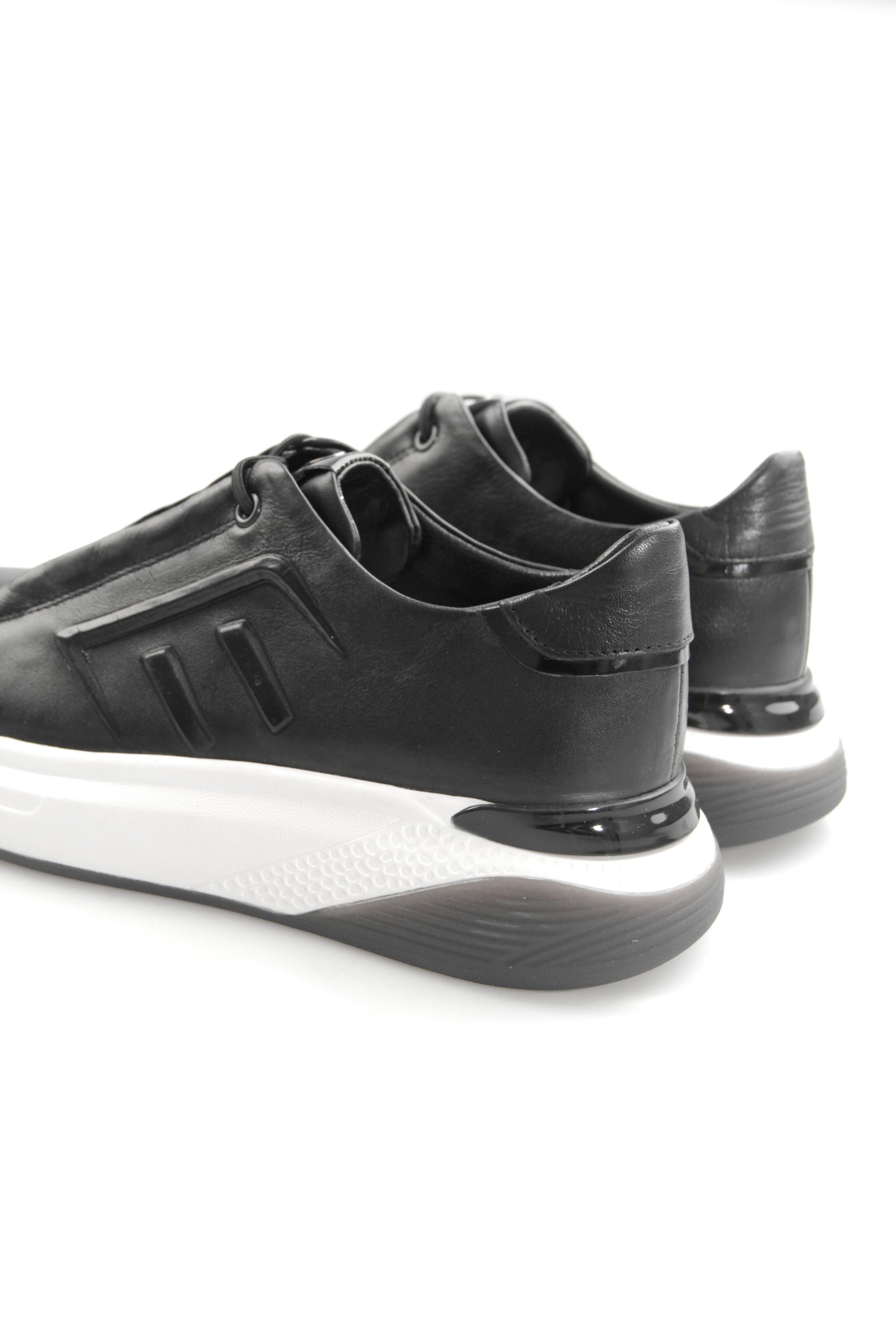Tripy Hakiki Deri Erkek Bağcıklı Siyah Sneaker Ayakkabı Gale