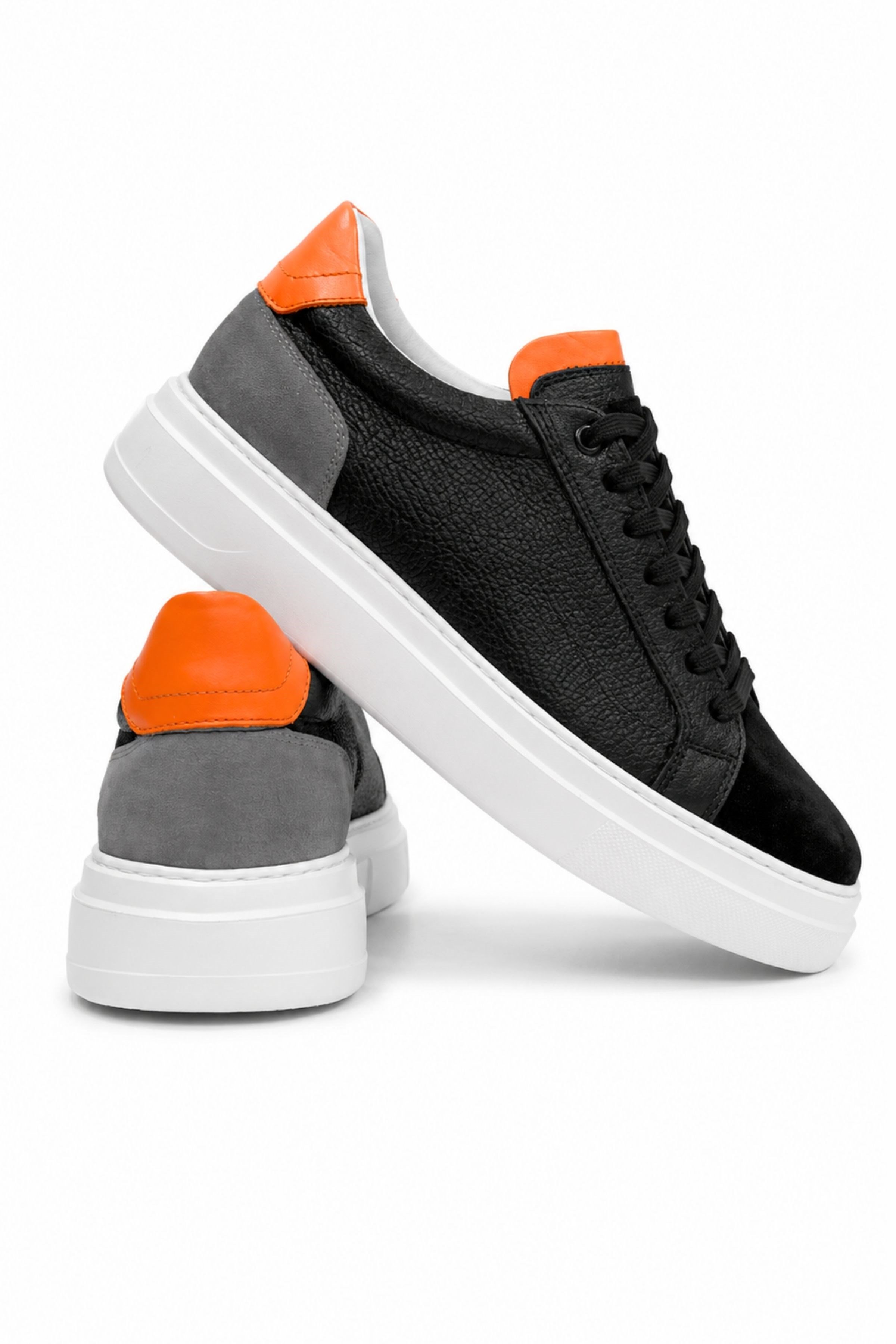 Tripy Hakiki Deri Erkek Bağcıklı Siyah Sneaker Ayakkabı Willy