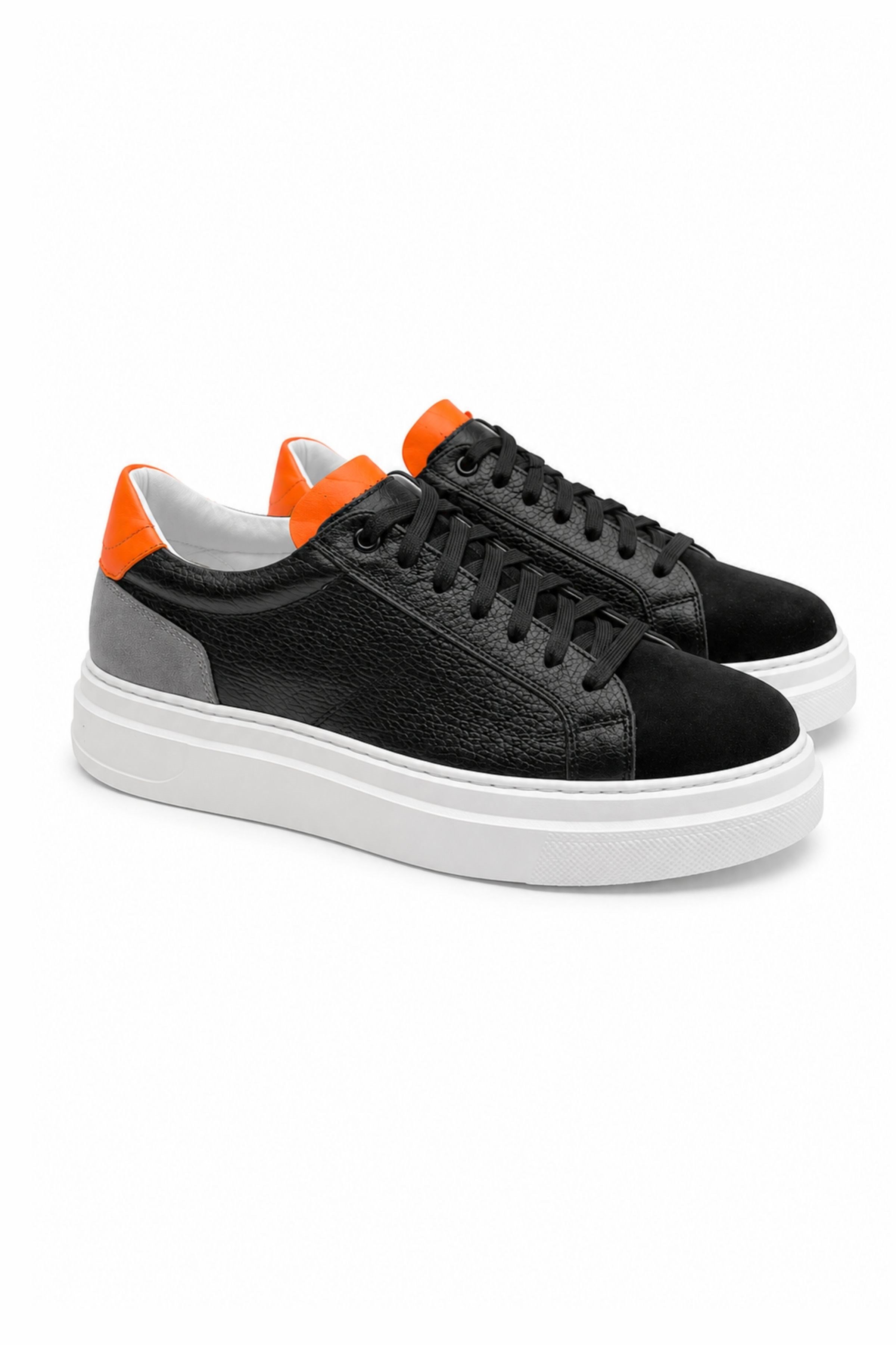 Tripy Hakiki Deri Erkek Bağcıklı Siyah Sneaker Ayakkabı Willy