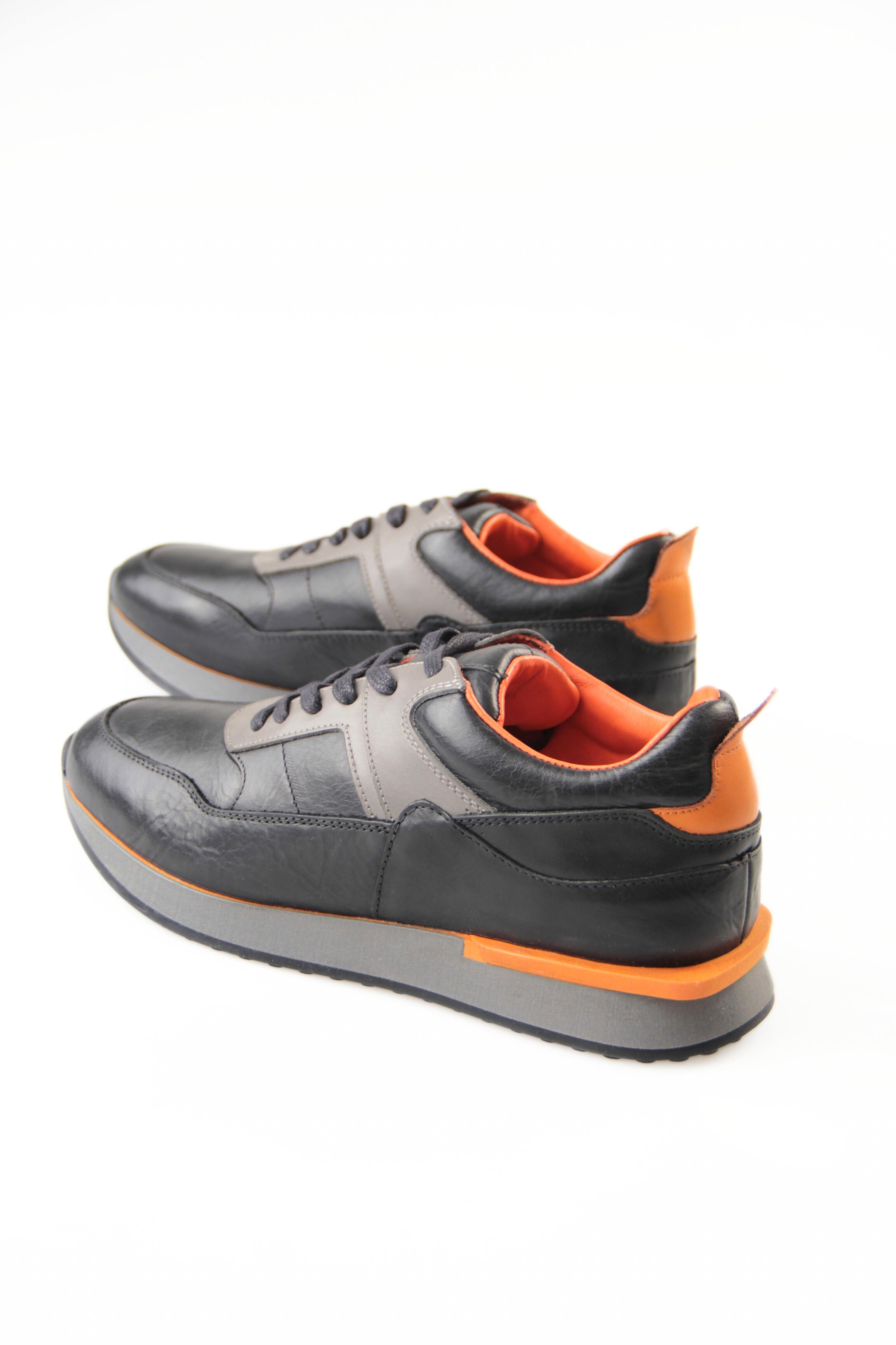 Tripy Hakiki Deri Erkek Bağcıklı Siyah Sneaker Drew
