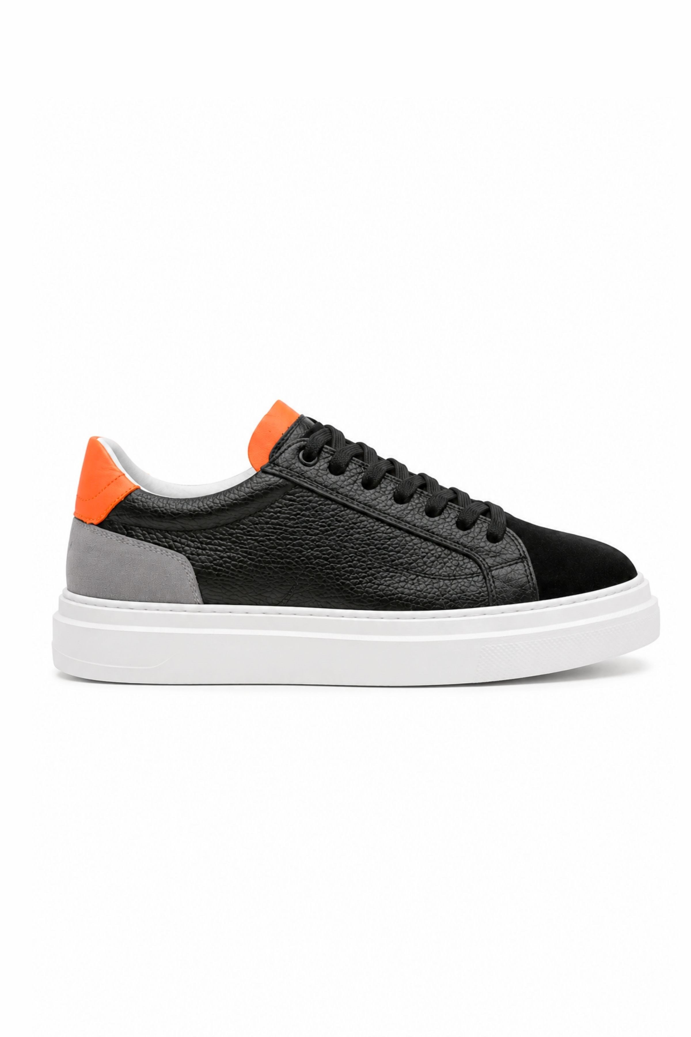 Tripy Hakiki Deri Erkek Bağcıklı Siyah Sneaker Ayakkabı Willy