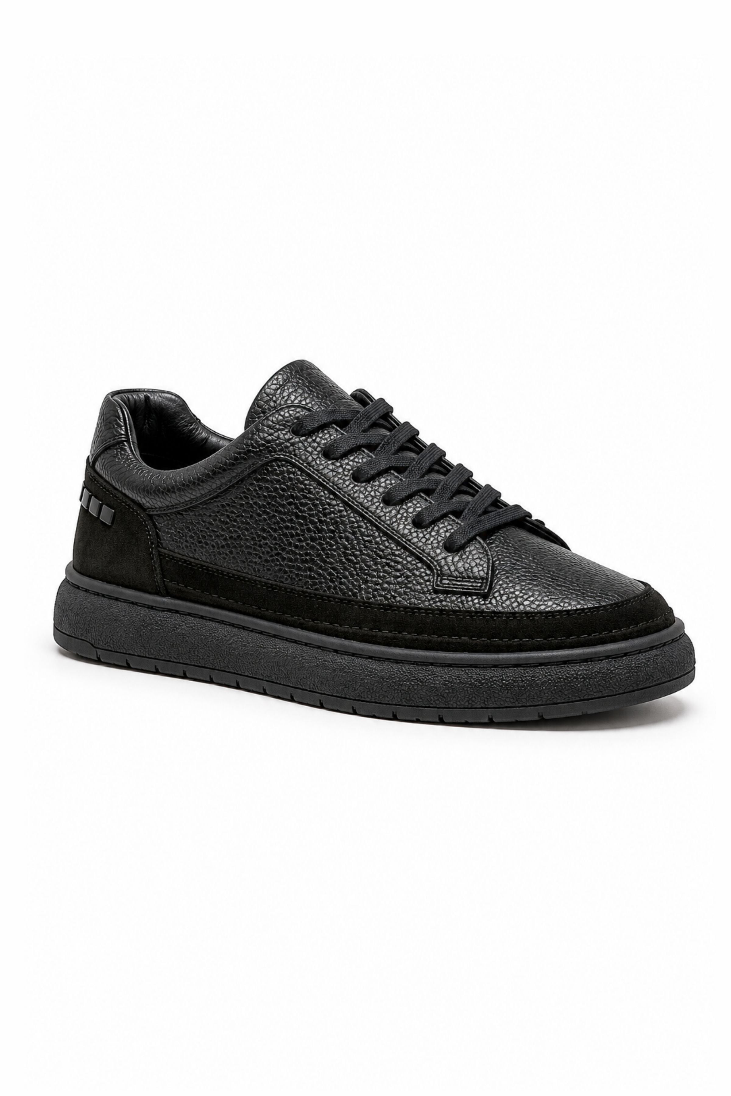 Tripy Hakiki Deri Erkek Bağcıklı Siyah Sneaker Ayakkabı Vance