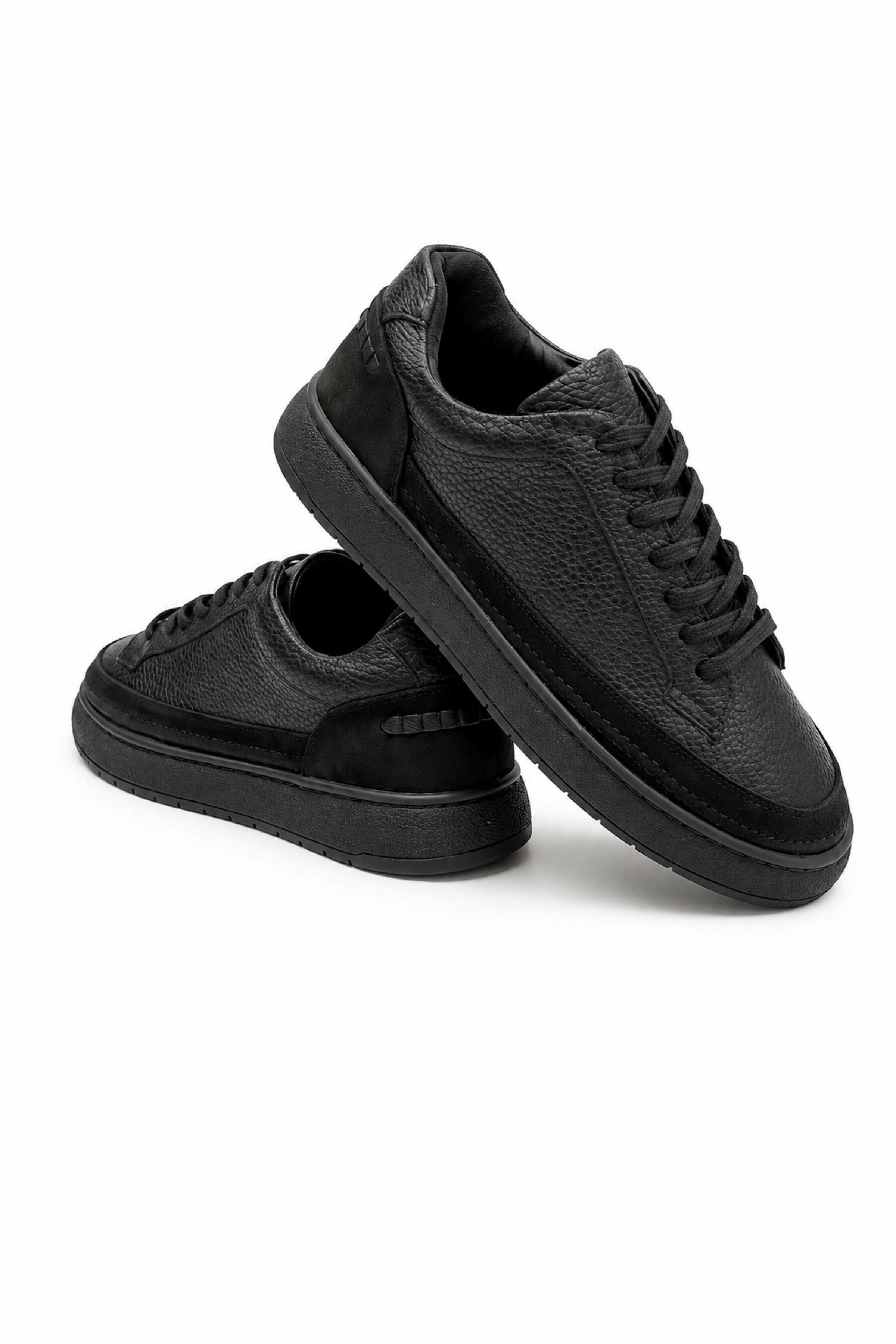Tripy Hakiki Deri Erkek Bağcıklı Siyah Sneaker Ayakkabı Vance