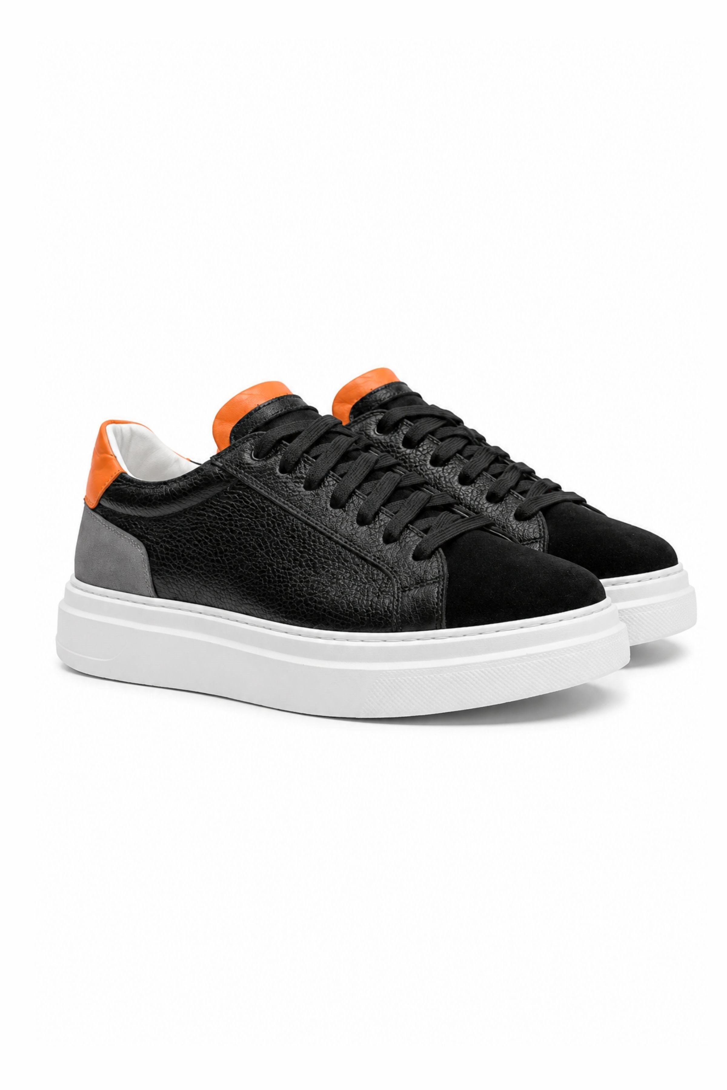 Tripy Hakiki Deri Erkek Bağcıklı Siyah Sneaker Ayakkabı Willy
