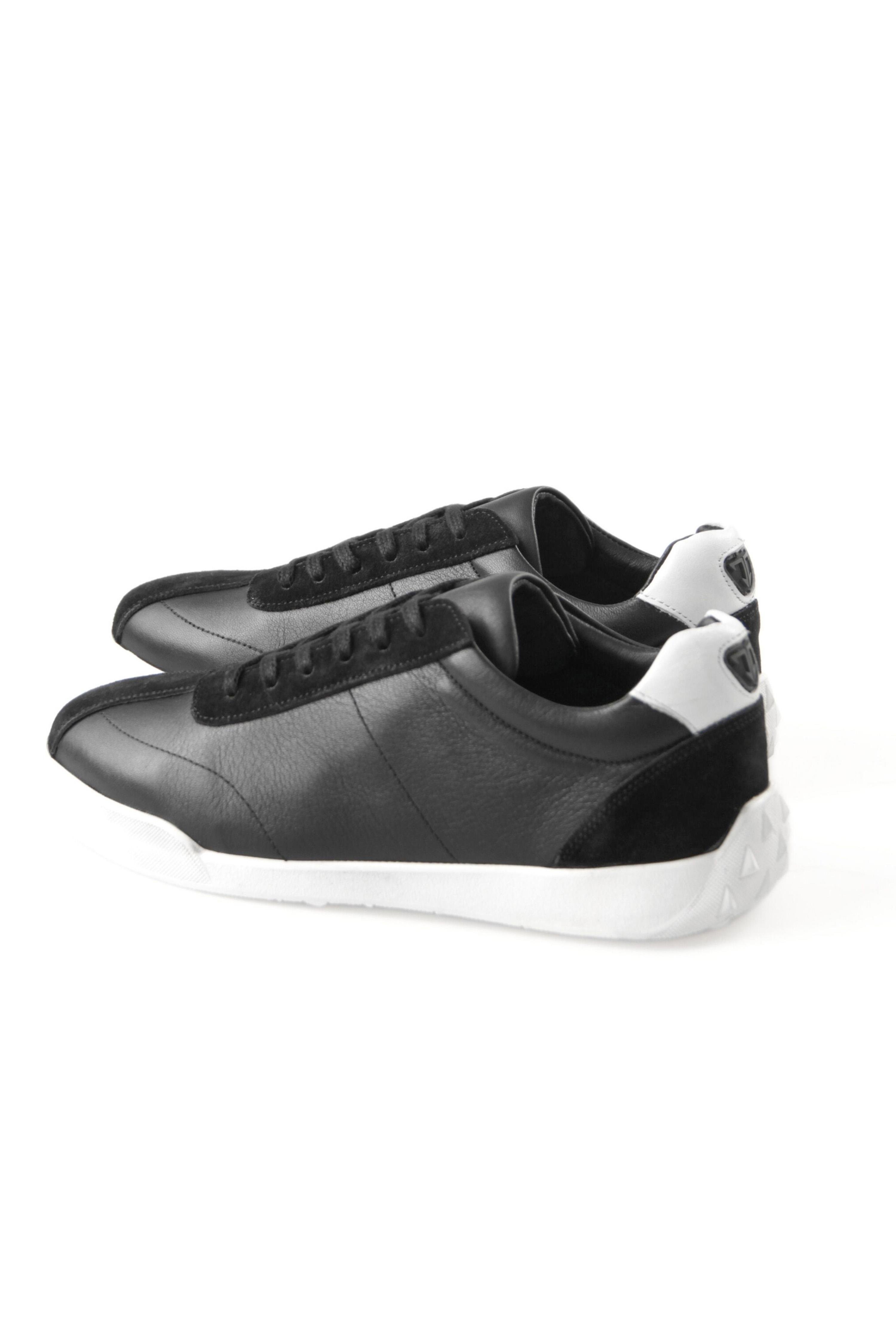 Tripy Hakiki Deri Erkek Bağcıklı Süet Detaylı Siyah Sneaker James
