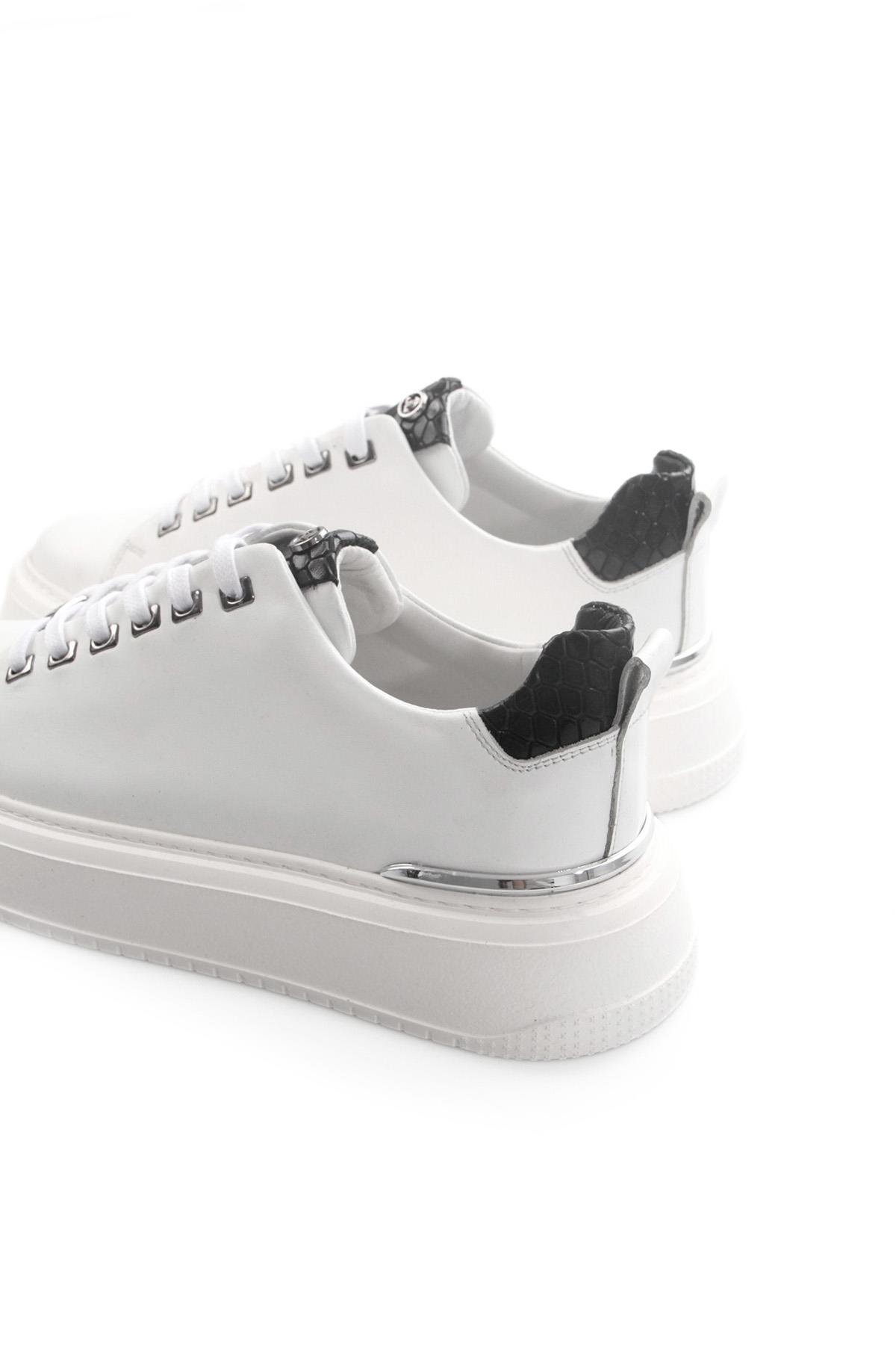 Tripy Hakiki Deri Erkek Beyaz Bağcıklı Sneaker Ayakkabı Arthur