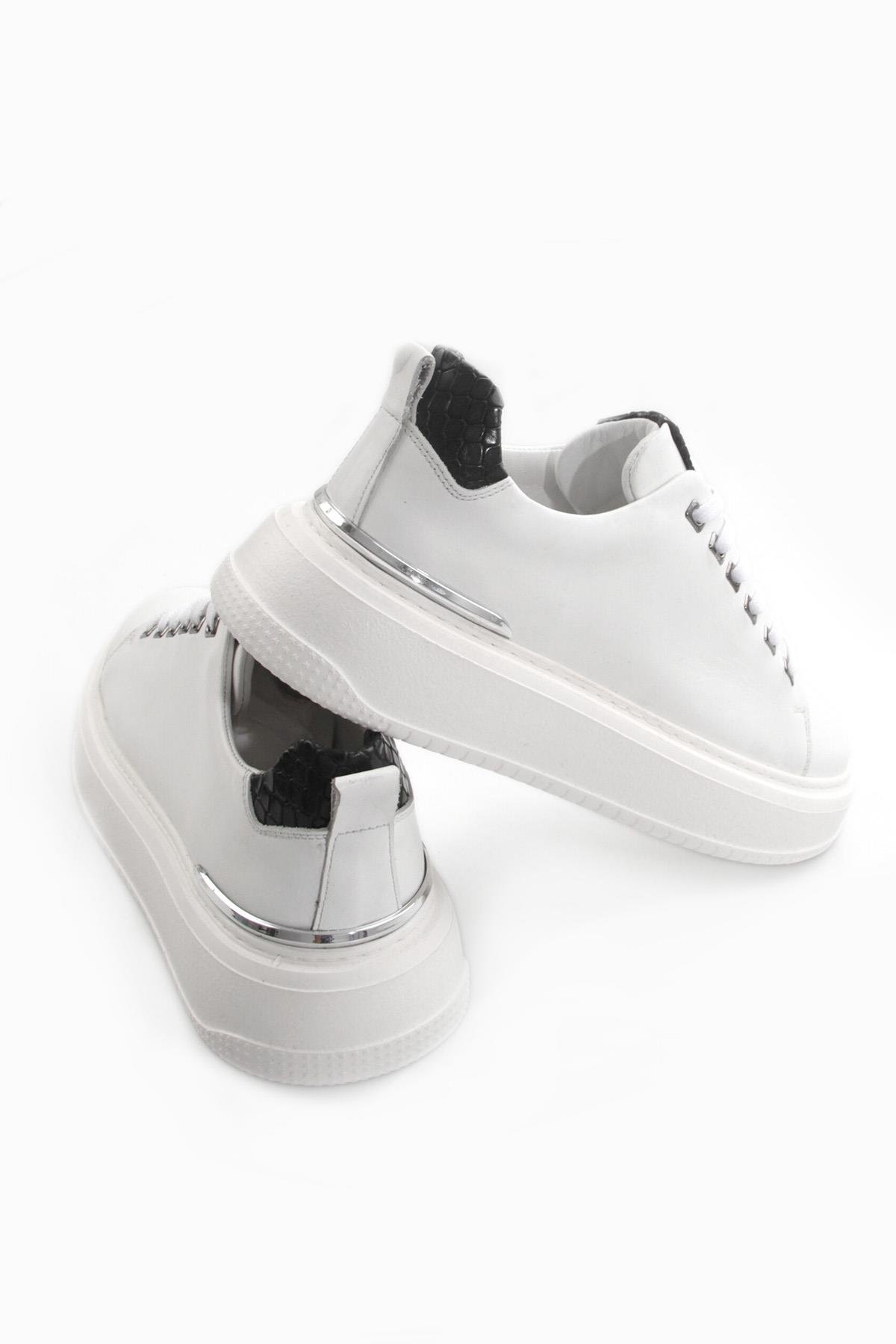 Tripy Hakiki Deri Erkek Beyaz Bağcıklı Sneaker Ayakkabı Arthur