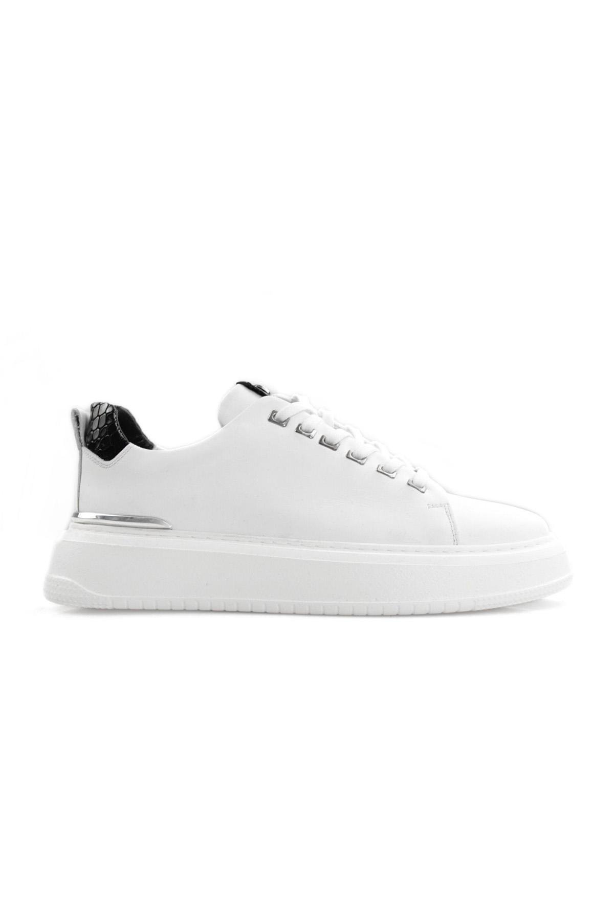 Tripy Hakiki Deri Erkek Beyaz Bağcıklı Sneaker Ayakkabı Arthur