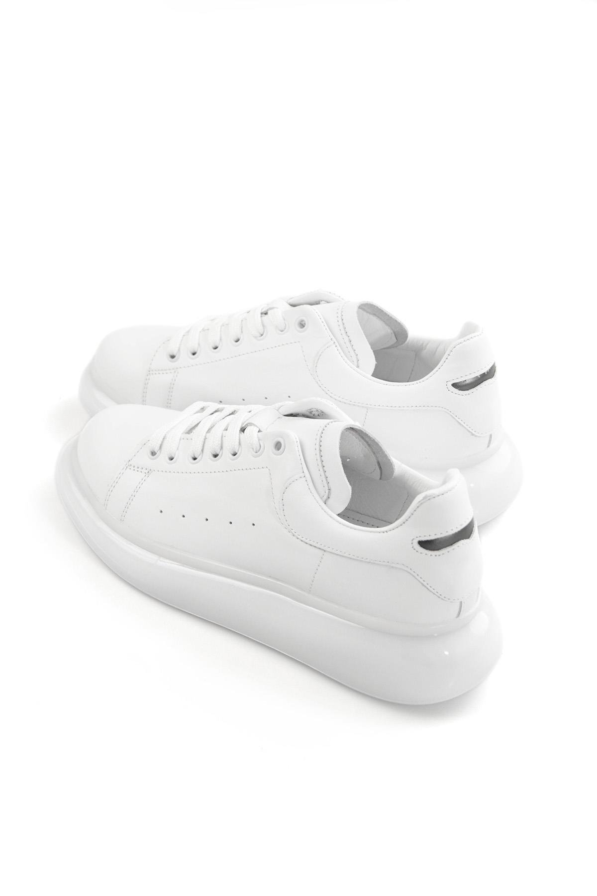 Tripy Hakiki Deri Erkek Beyaz Balon Taban Sneaker Ayakkabı George