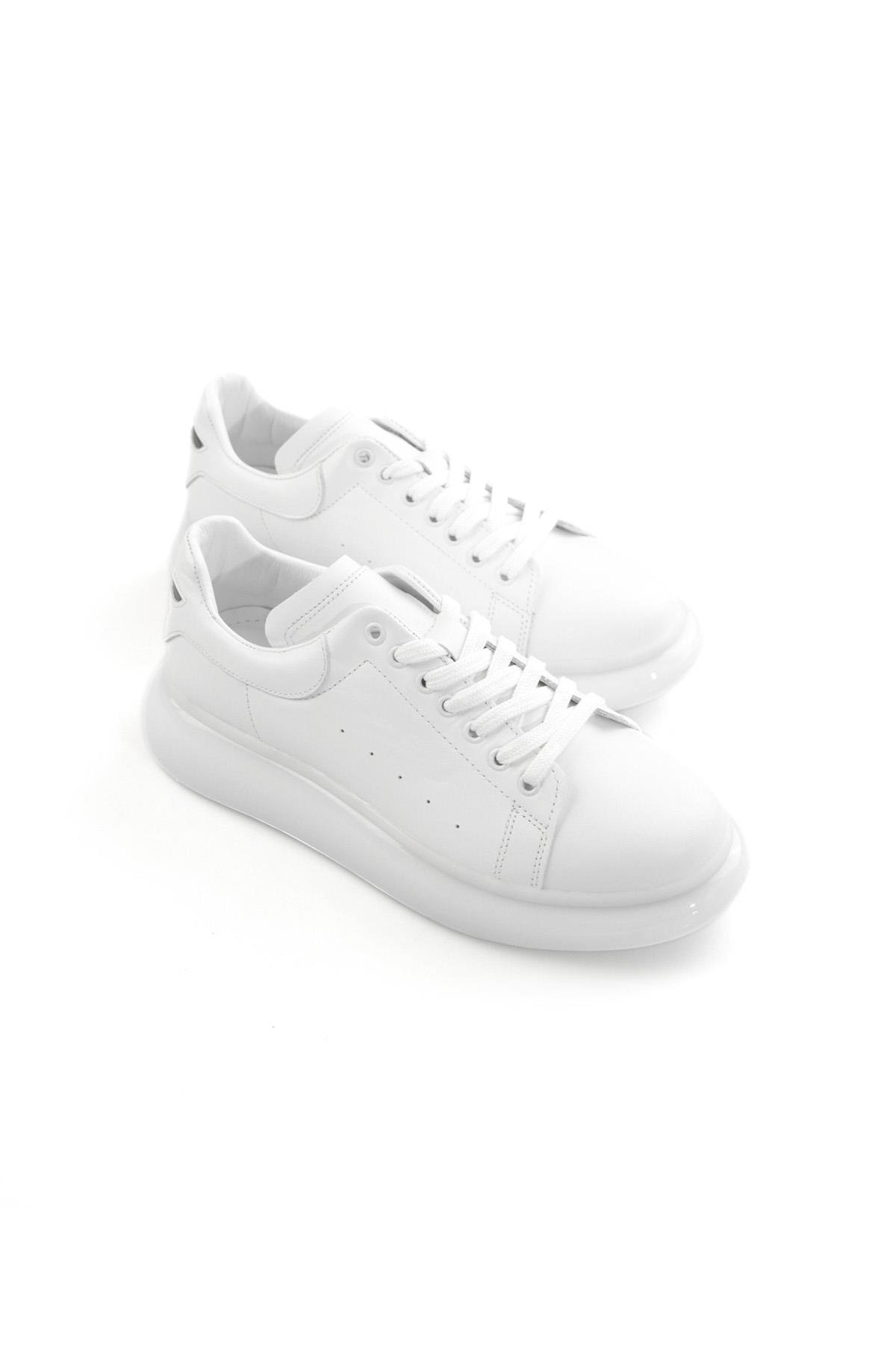 Tripy Hakiki Deri Erkek Beyaz Balon Taban Sneaker Ayakkabı George
