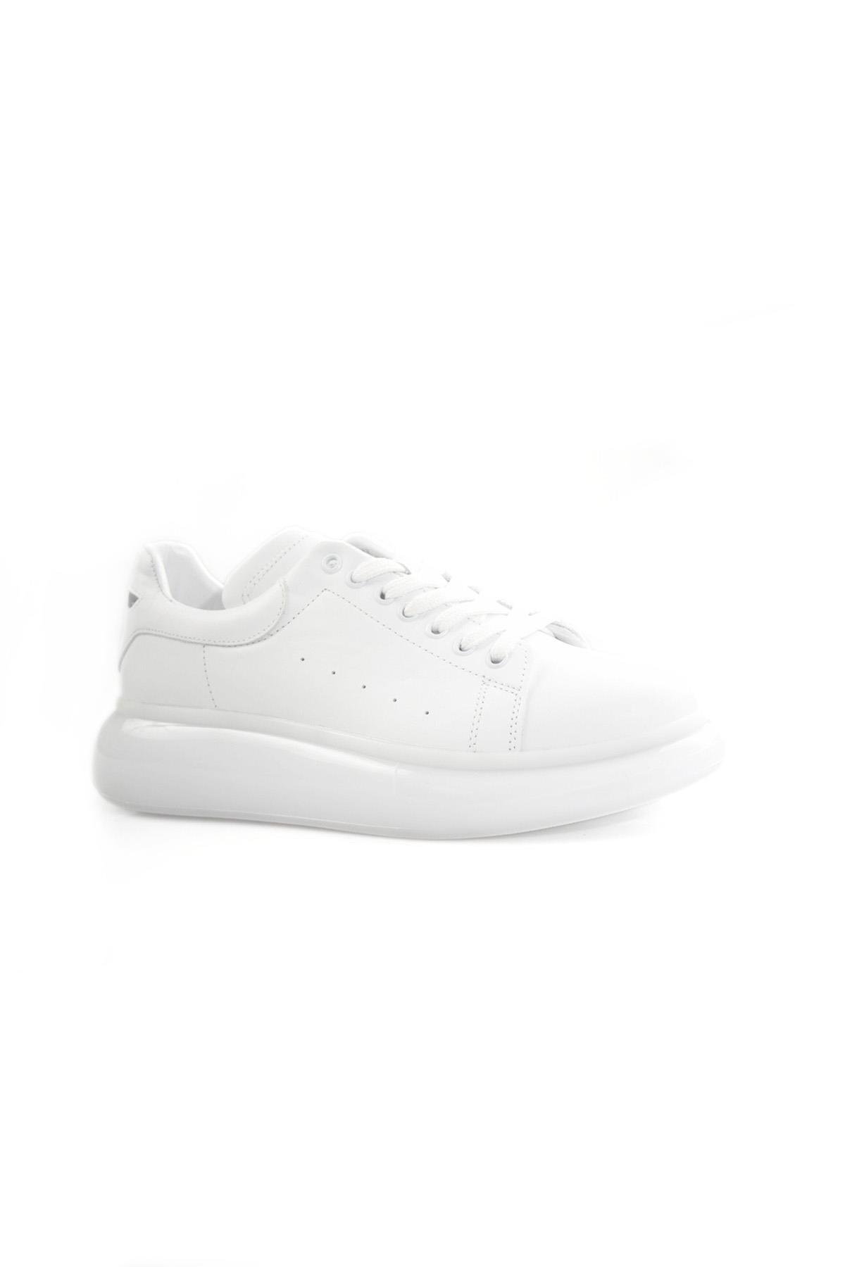 Tripy Hakiki Deri Erkek Beyaz Balon Taban Sneaker Ayakkabı George