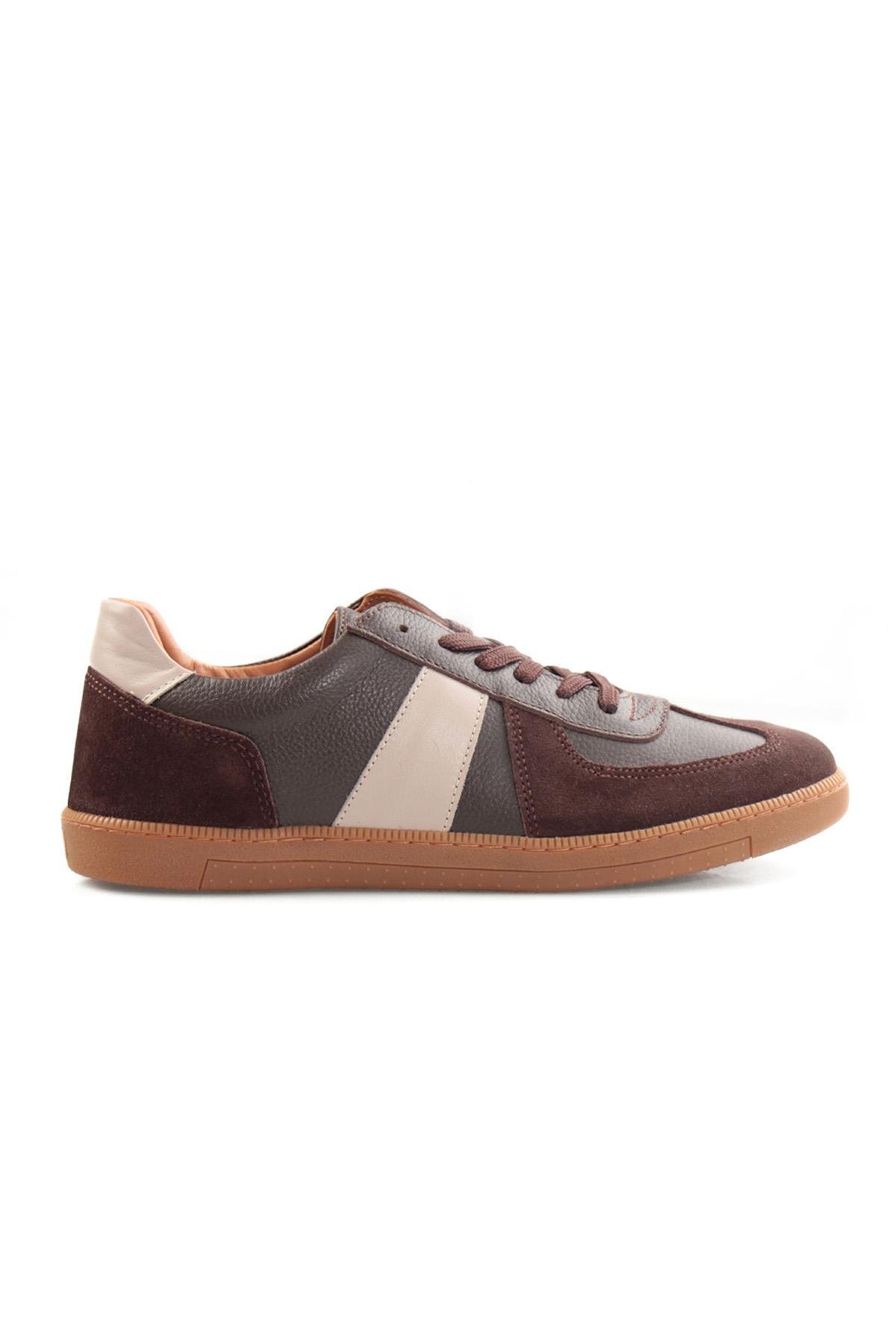 Tripy Hakiki Deri Erkek Kahverengi Bağcıklı Sneaker Ayakkabı Luther