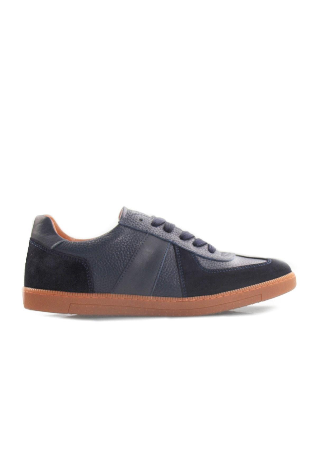 Tripy Hakiki Deri Erkek Lacivert Bağcıklı Sneaker Ayakkabı Luther