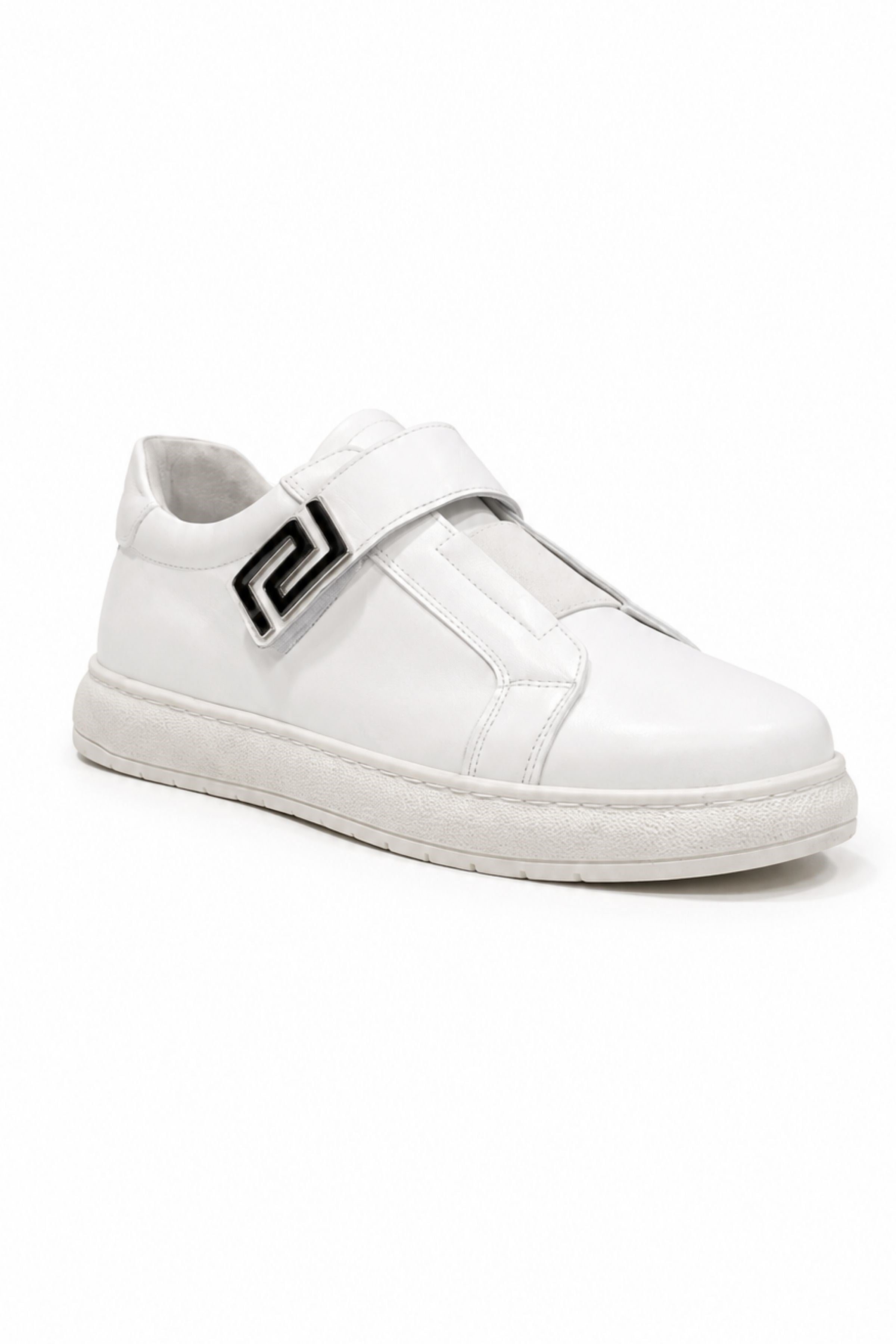Tripy Hakiki Deri Erkek Lastikli Cırt Detaylı Beyaz Sneaker Ayakkabı Jerry