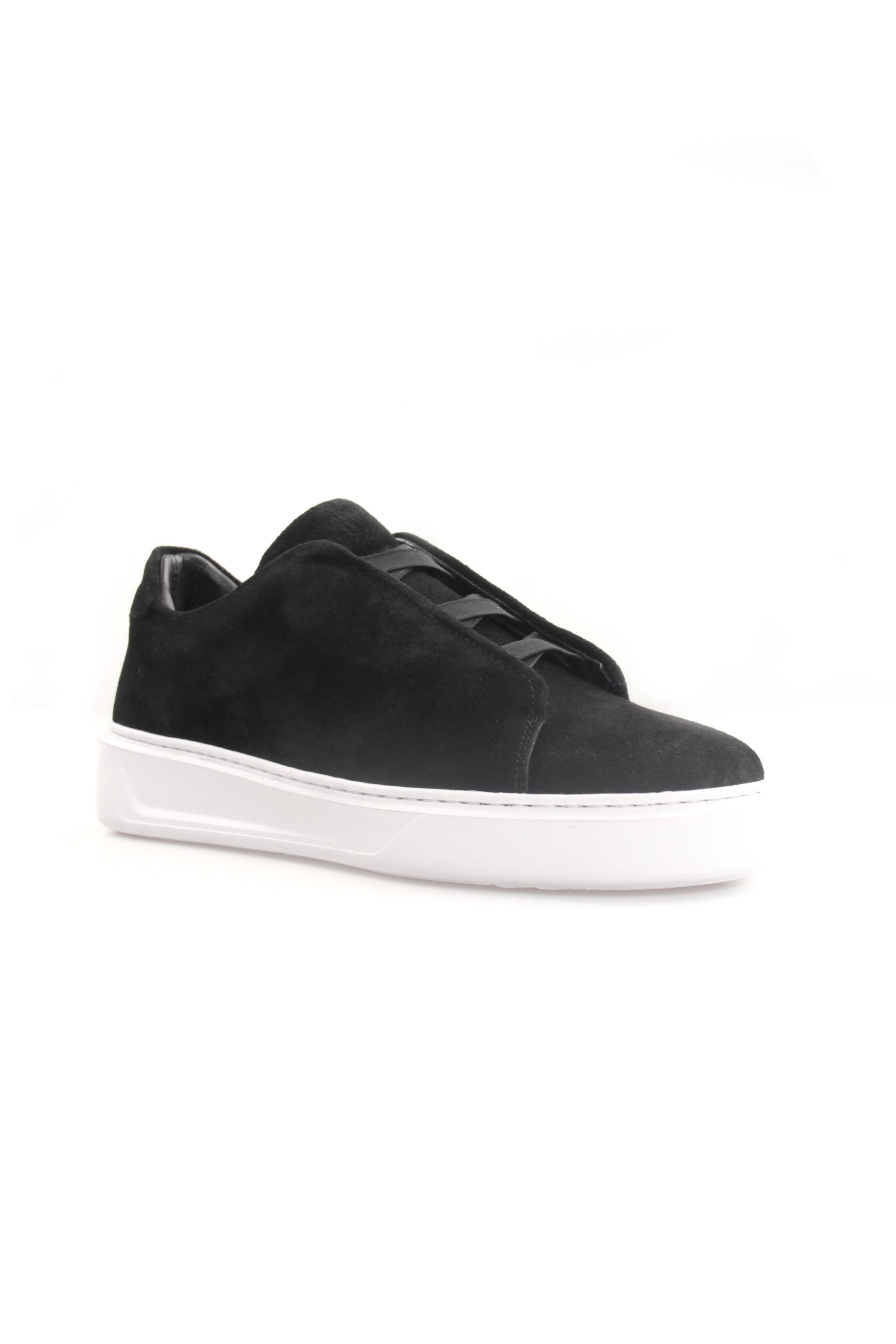Tripy Hakiki Deri Erkek Lastikli Siyah Süet Sneaker Nick